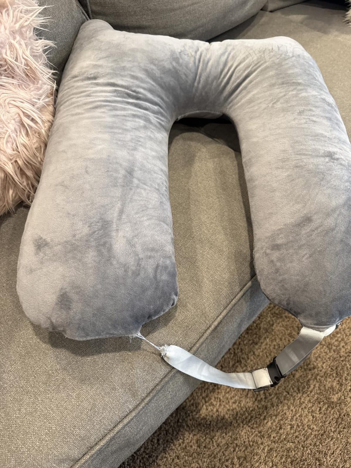 1 MIDDLE ONE Car Pillow for Kids, Memory Foam Travel Pillow for Car and Adults, Kid Travel Pillow for Sleeping on Road Trip, Small Body Pillow for Kids (Grey) customer photo 2