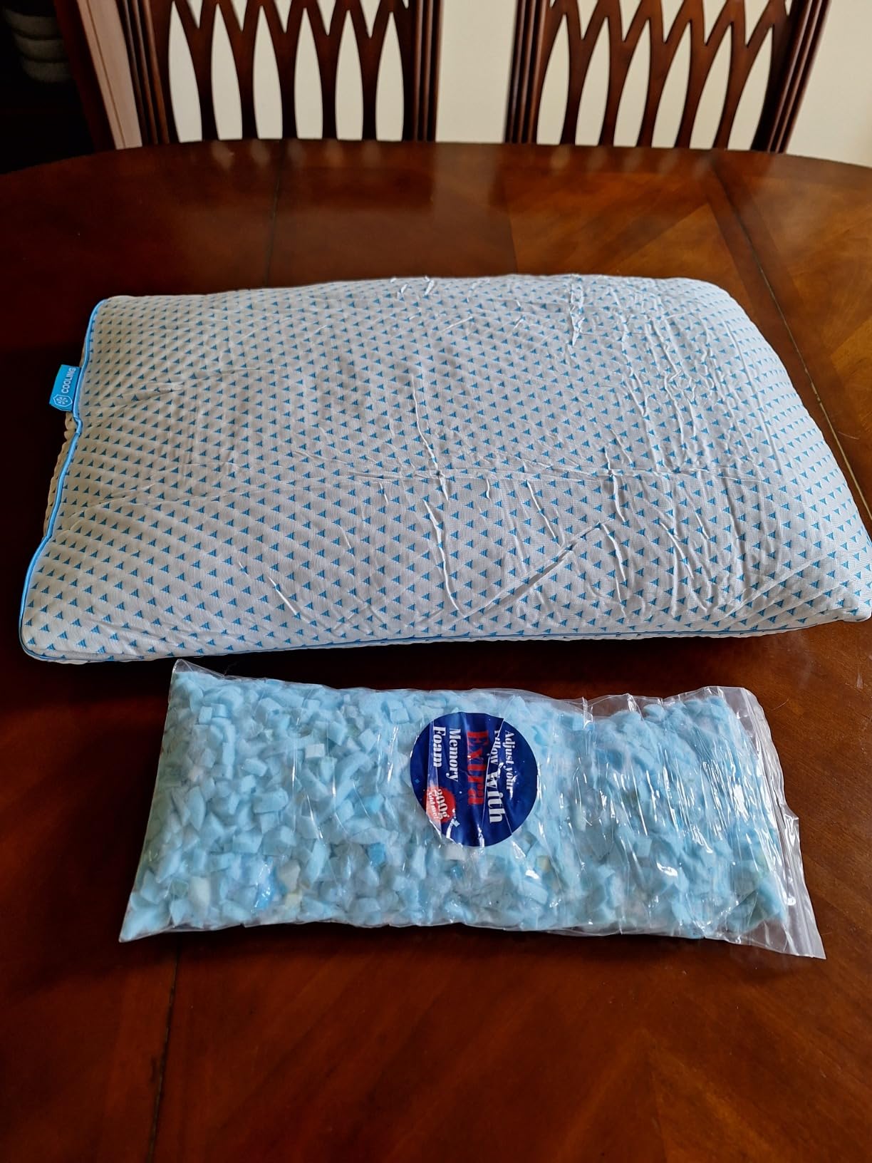 Adjustable Cooling Gel Memory Foam Pillow Queen Size for Sleeping Set of 1 | Breathable, Shredded Foam Bed Pillow for Side, Back, Stomach & Hot Sleepers, Soft Yet Support Firm, CertiPUR-US, College Dorm customer photo 2