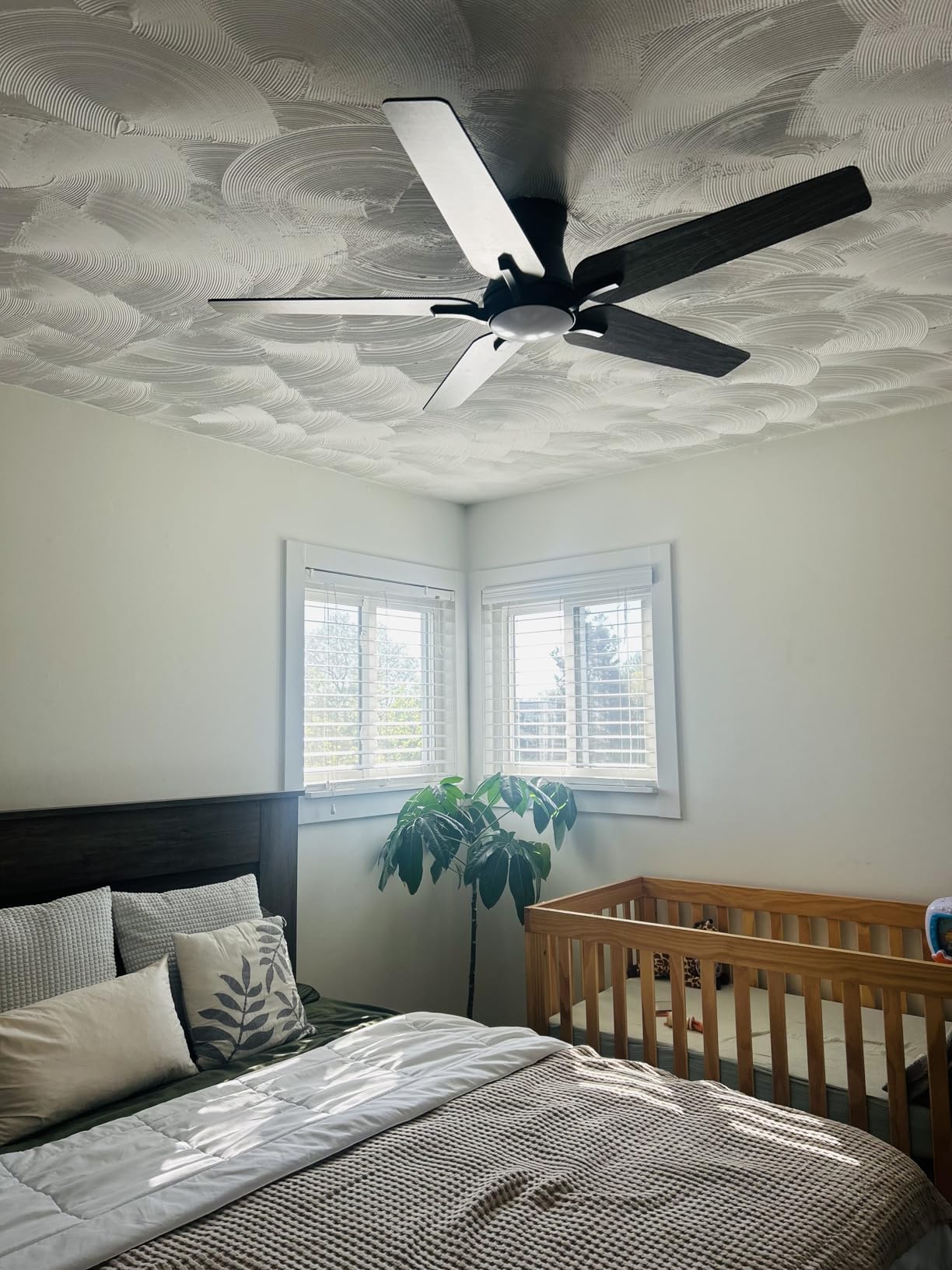 POCHFAN 42 Inch Ceiling Fans with Lights and Remote, Brushed Nickel Flush Mount Low Profile Ceiling Fan for Bedroom, Living Room, Patio, Dimmable 6 Speeds Noiseless Reversible, ETL Listed customer photo 1
