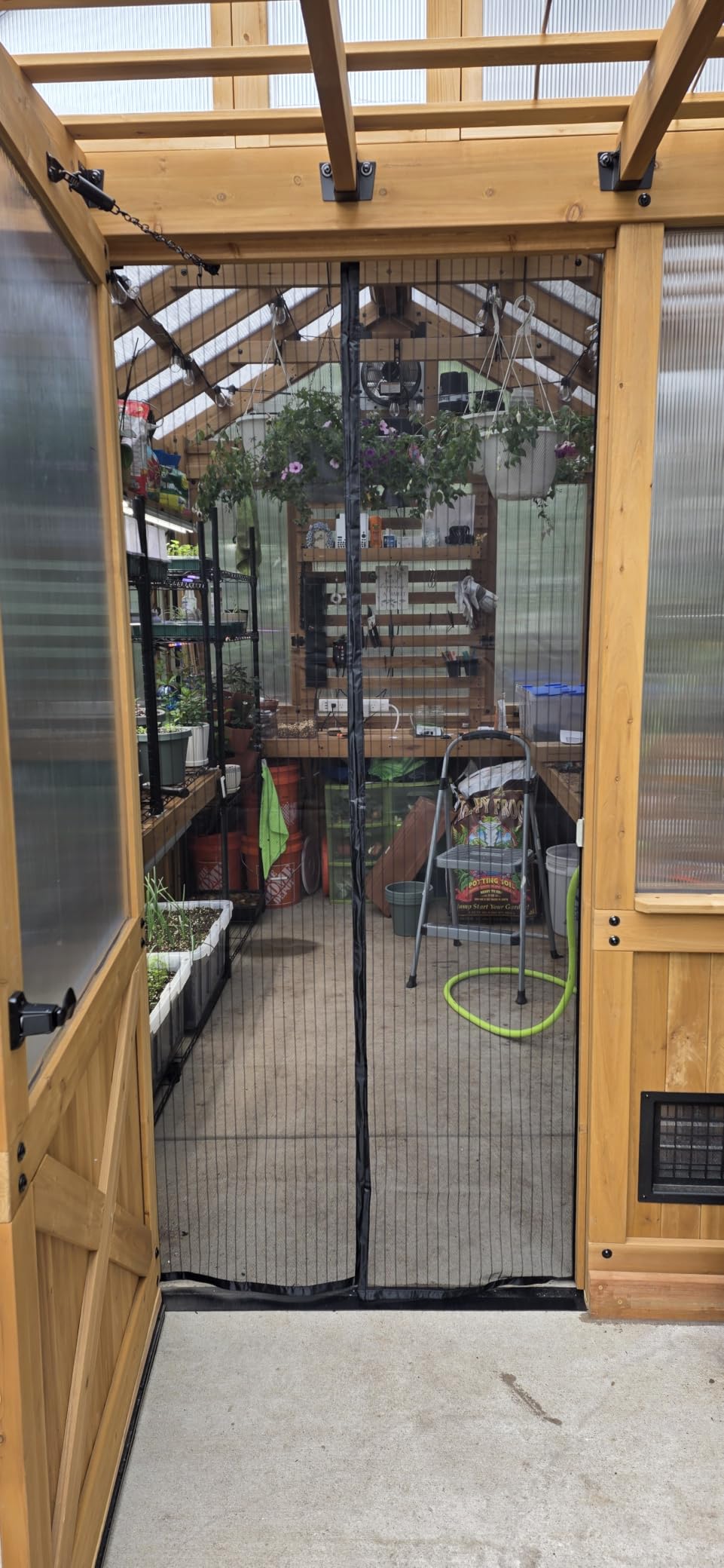 Backyard Discovery Bellerose XL 13' x 11' Cedar Wood and Polycarbonate Walk-in Greenhouse Kit with Pergola, Exhaust Fan, Windows, Hose Hook-Ups, PowerPort, Staging Shelves for Outdoor Gardening customer photo 1