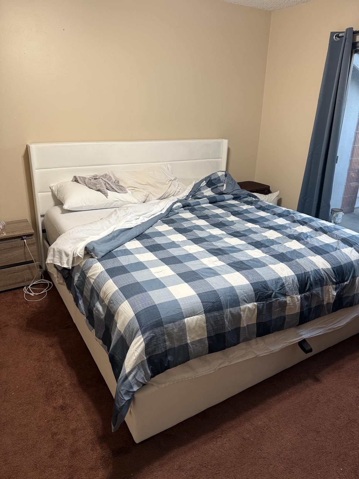 SHA CERLIN Queen Size Lift Up Hydraulic Storage Bed Frame White | Modern Wingback Headboard customer photo 1