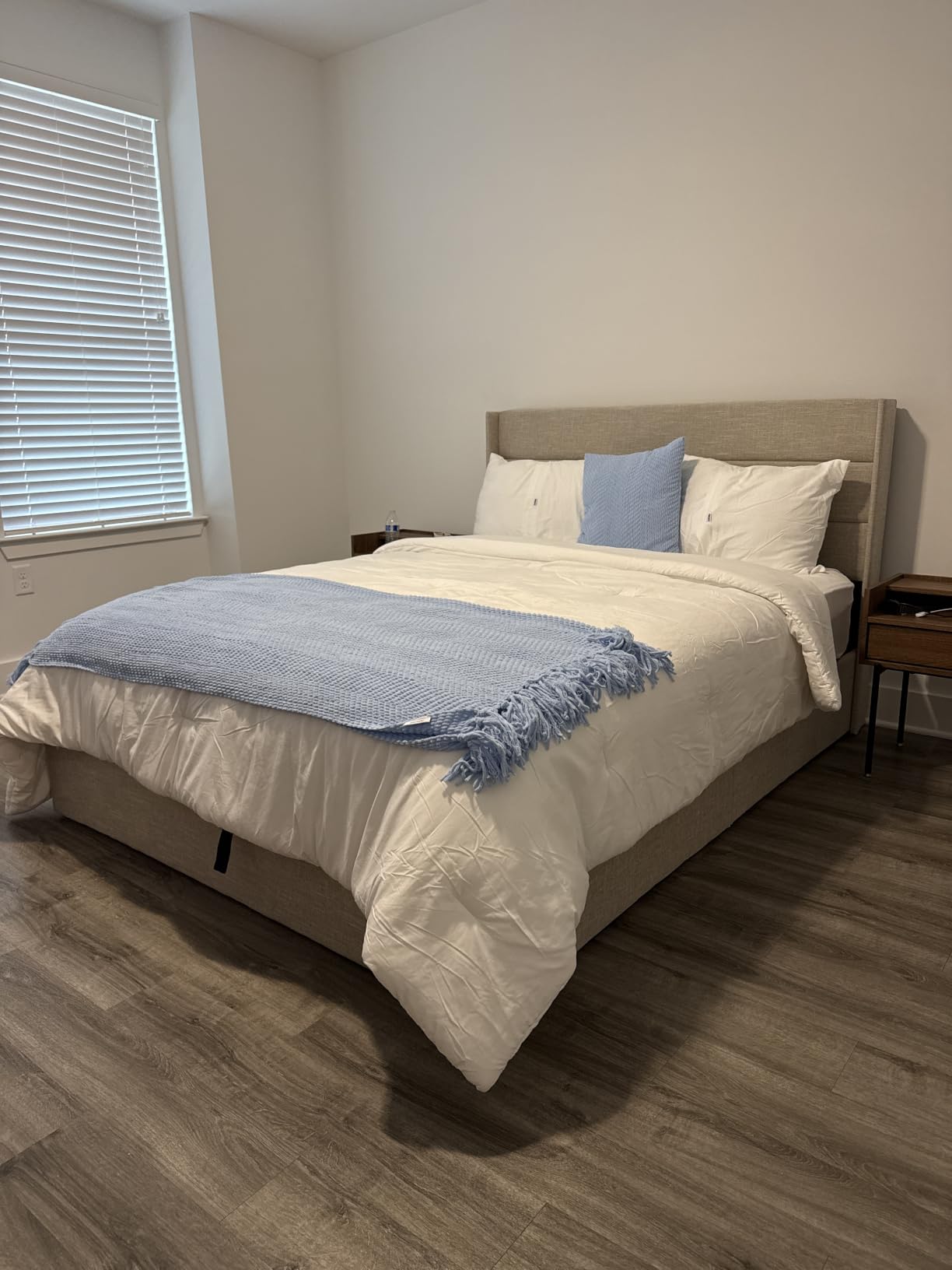 SHA CERLIN Queen Size Lift Up Hydraulic Storage Bed Frame White | Modern Wingback Headboard customer photo 2