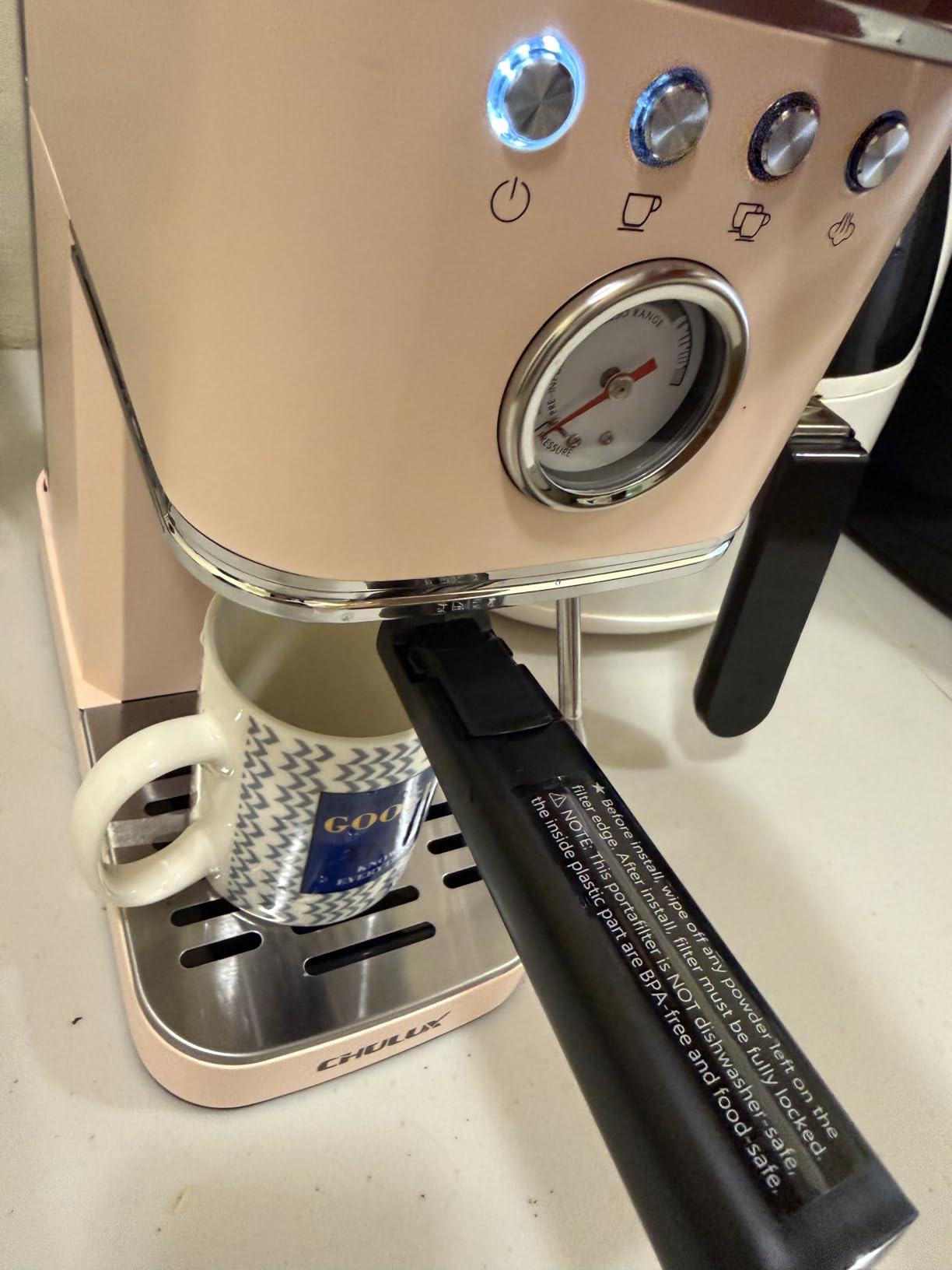 CHULUX Slim Espresso Machine with Milk Frother for Home Cappuccino, Black customer photo 1