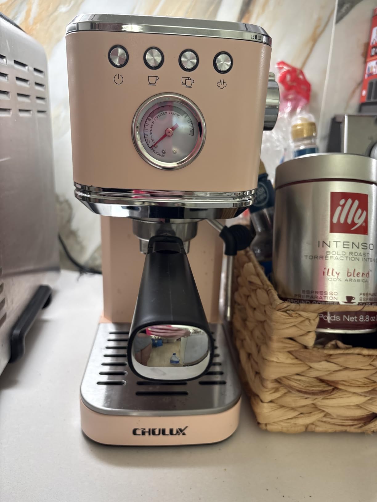 CHULUX Slim Espresso Machine with Milk Frother for Home Cappuccino, Black customer photo 2