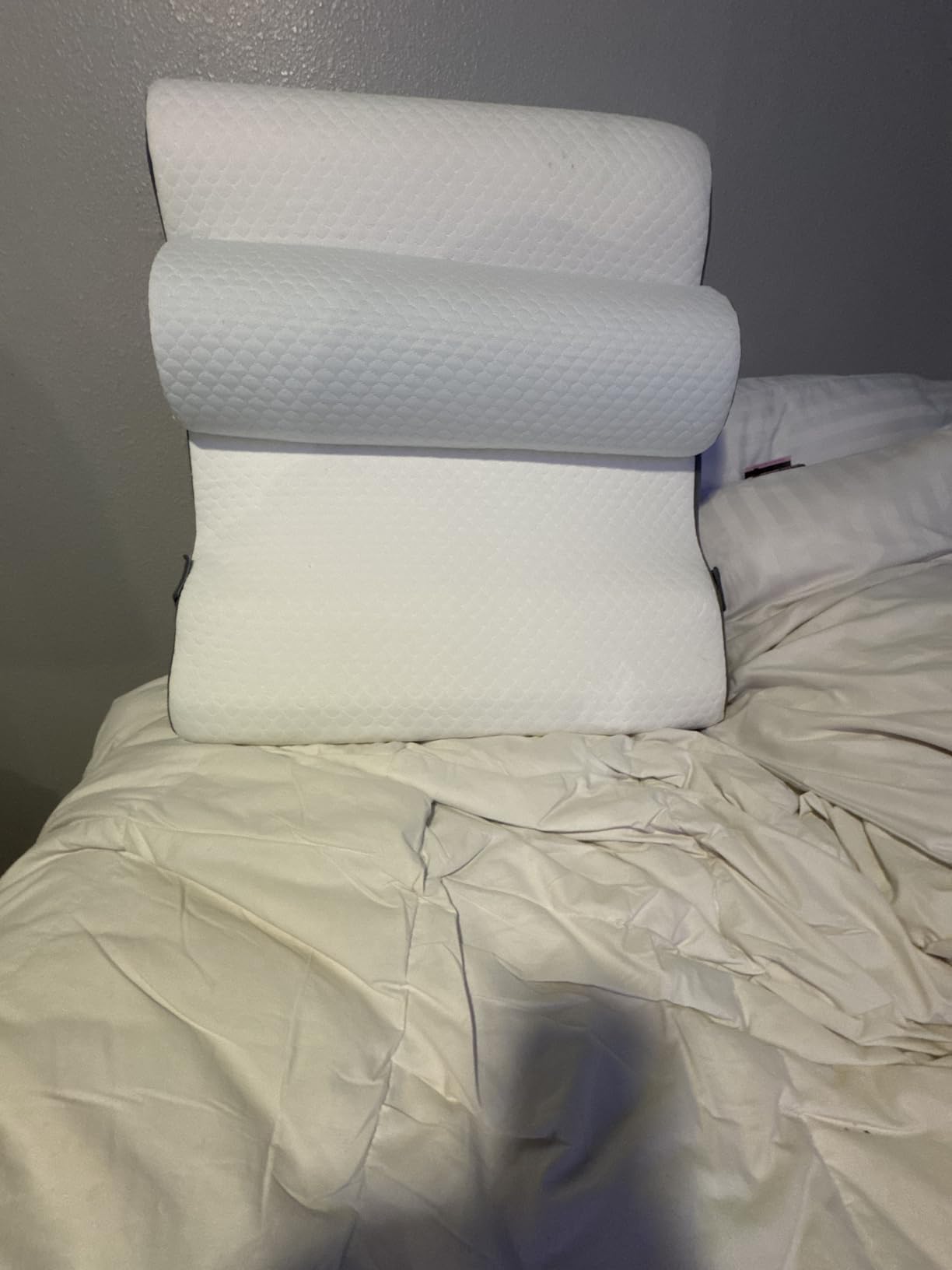 MEGCXIT Wedge Pillow Set for After Surgery, Bed Wedge, 3PCS, White/Grey | Adjustable 10-in-1 Design, Memory Foam Neck Pillow, for Acid Reflux Relief, Sleep Apnea, Snoring, Neck & Back Support customer photo 2