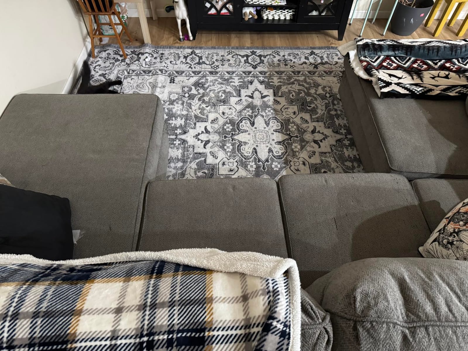 Lessymo 8 x 10 Area Rugs for Living Room, Machine Washable Rug Grey White | Soft Faux Wool; Boho Floral Medallion Vintage Carpets; Low Pile for Bedroom Dining Room; Non-Slip Backing; Kids Pet Friendly customer photo 1
