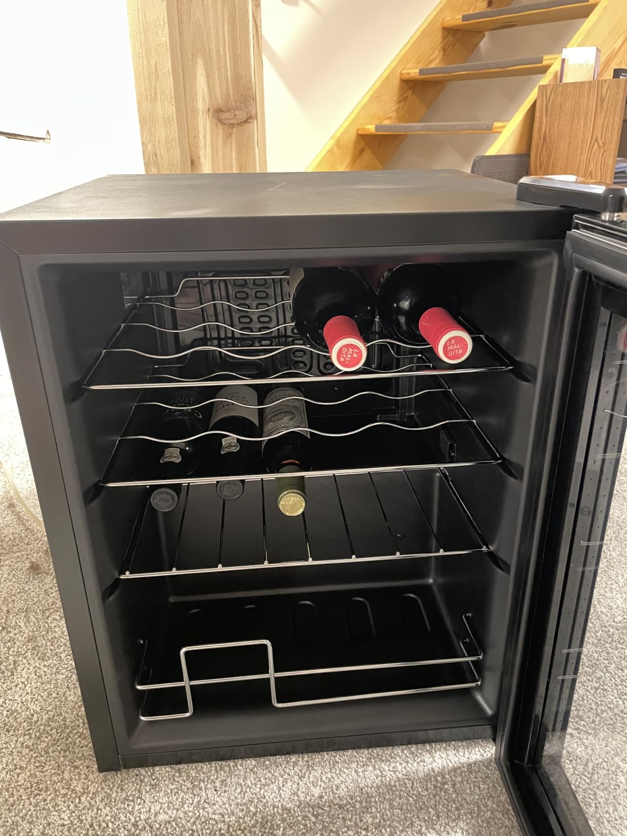ROVSUN 33 Bottle Wine Fridge, Dual Zone Wine and Beverage Refrigerator with Independent Temp Control & LED Control Panel, Freestanding Wine Cooler Chiller for Red White Wine, Champagne, Beer customer photo 1