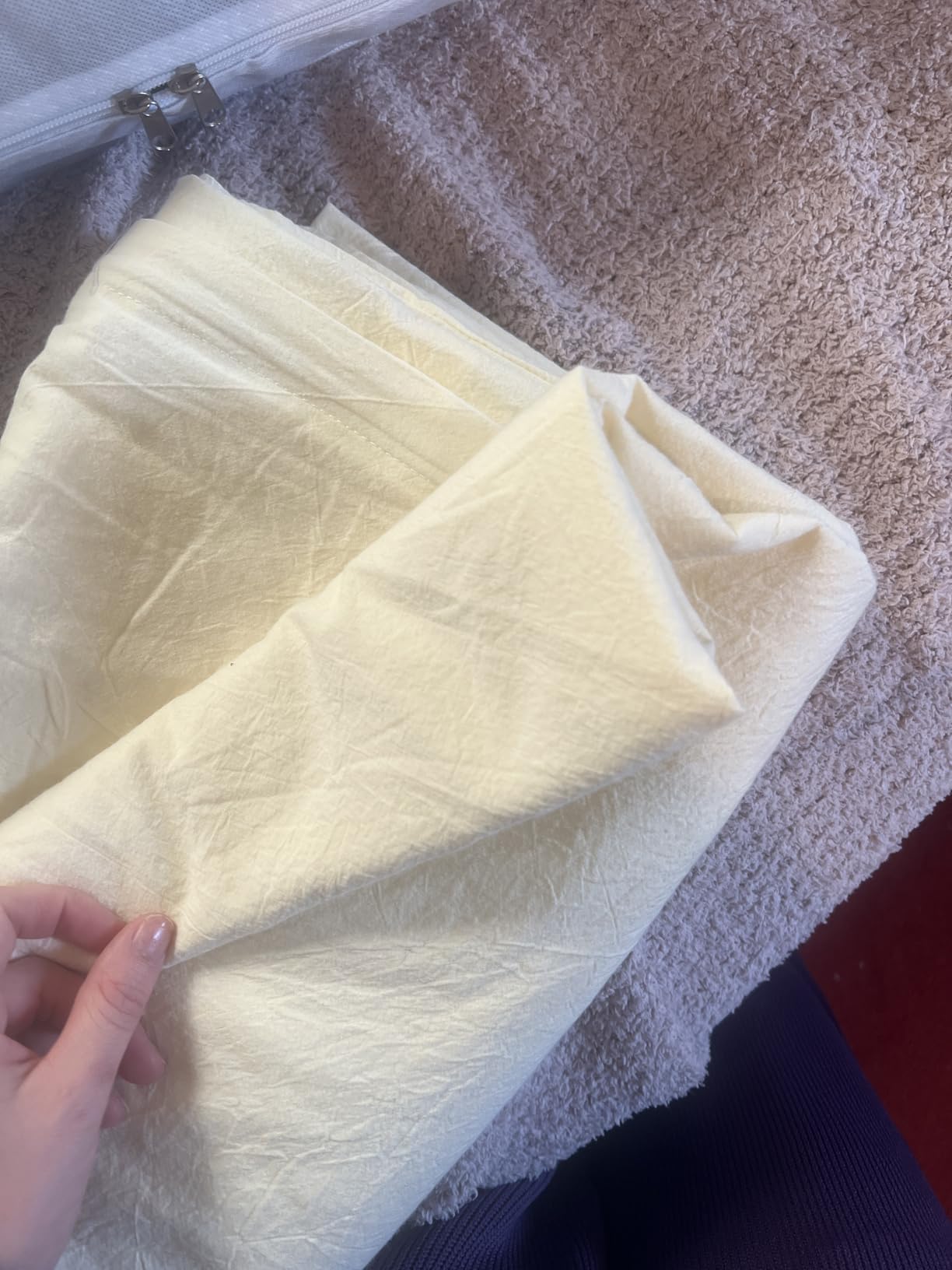 NSNLGSGC 100% Washed Cotton Weighted Blanket Cover, Beige, 48