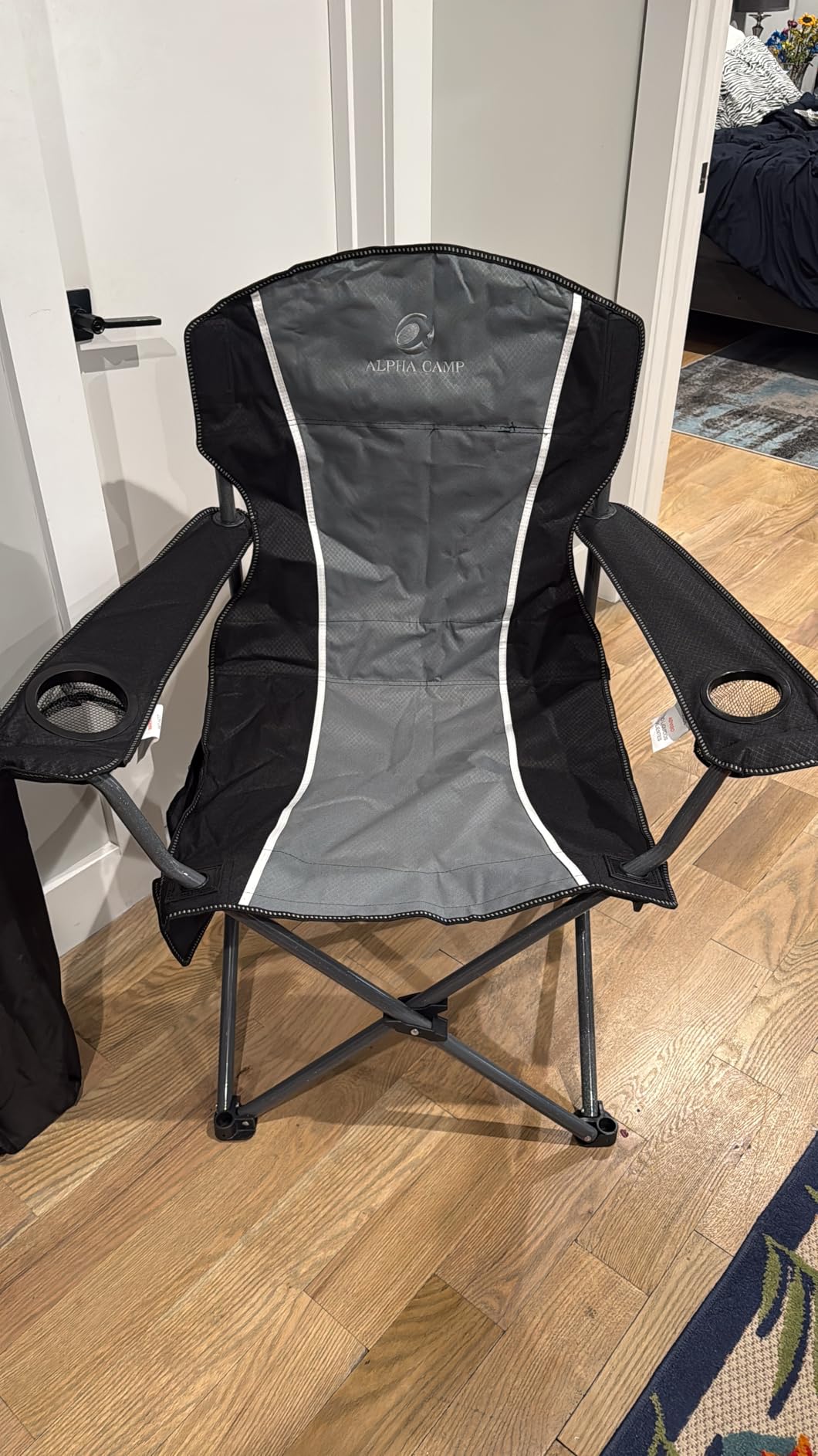 ALPHA CAMP Oversized Camping Folding Chair - Heavy Duty Steel Frame Support 350 LBS, Collapsible Padded Arm With Cup Holder, Quad Lumbar Back, Portable for Outdoor/Indoor customer photo 1