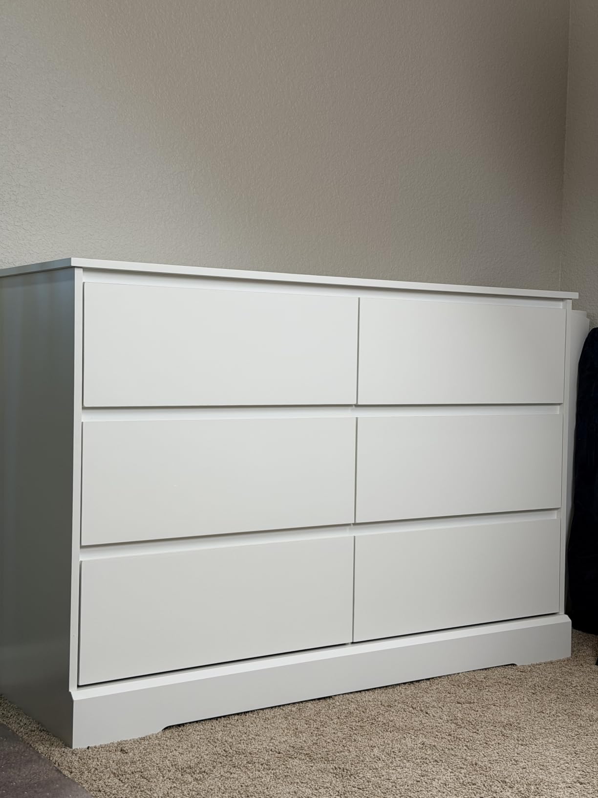 FOTOSOK Black Dresser for Bedroom, Modern 6 Drawer Double Dresser | 47.2