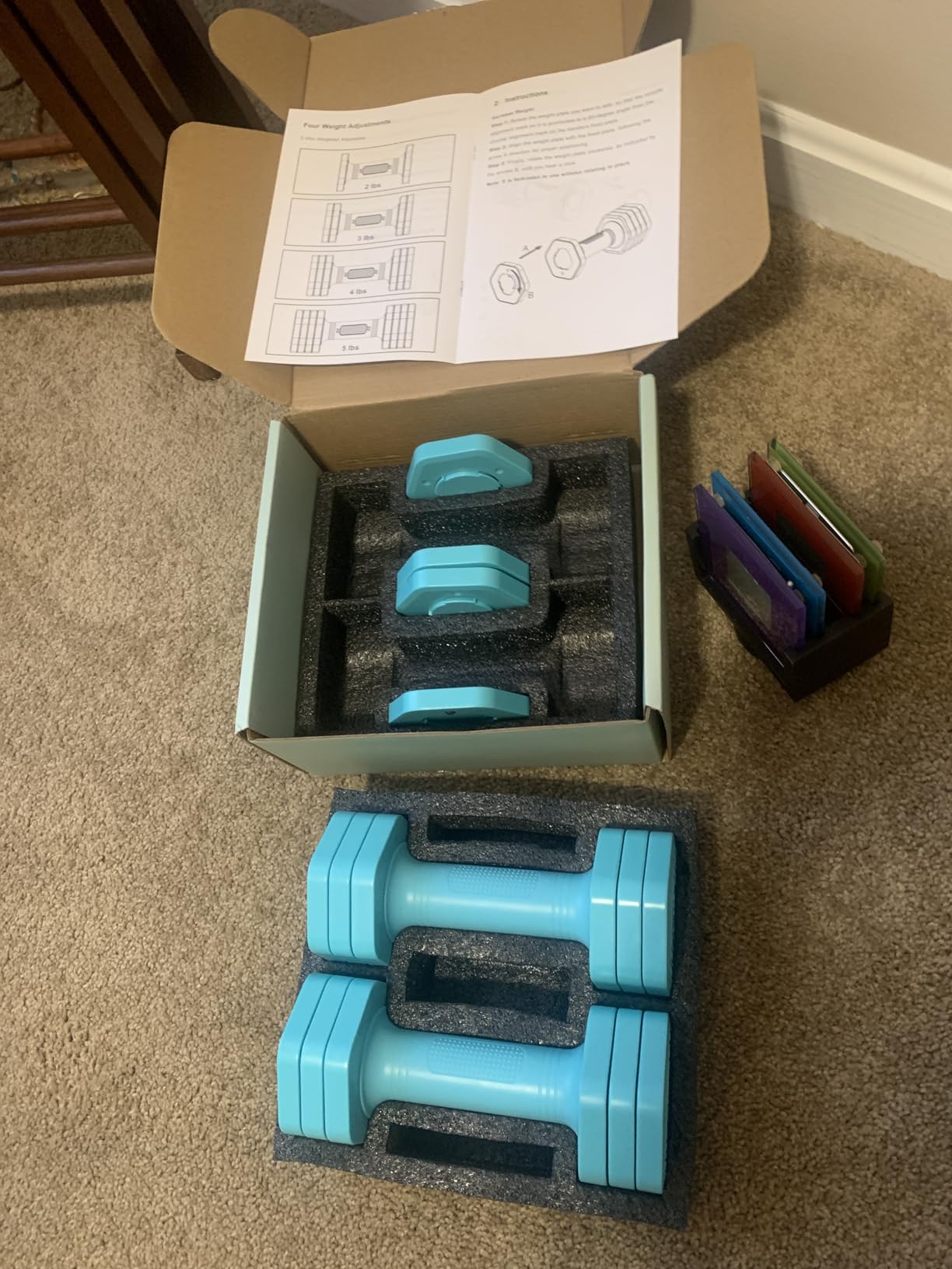 EQUIPRO Adjustable Dumbbell Set, 4 in 1 Free Weights Dumbbells Set for Women, Weights for Women at Home, 2lb 3lb 4lb 5lb with TPU Soft Rubber Handle for Home Gym Exercise Training customer photo 1
