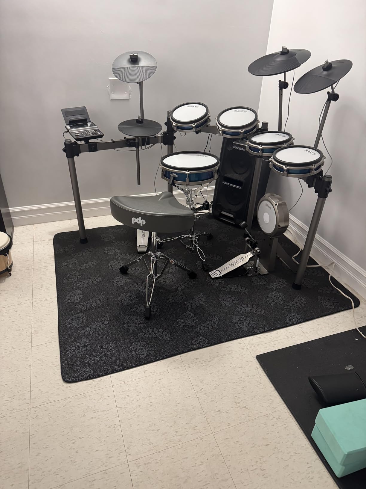 Drum Rug, 5X 6 Ft Drum Mat Carpet Music Rug with Non-Slip Bottom, Noise Reduction Electrical Pads for Drummers customer photo 1