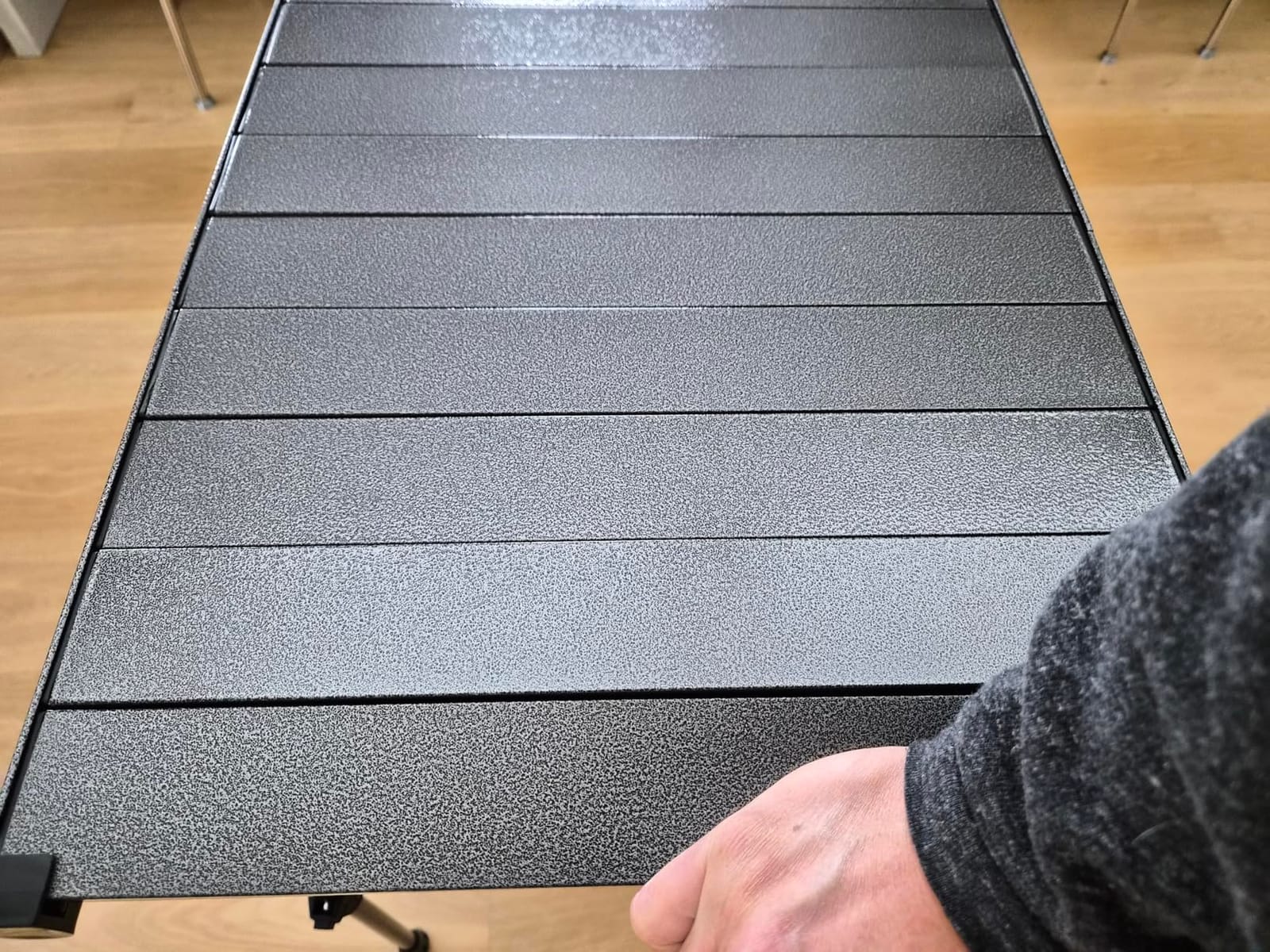 Anbte 3ft Aluminum Roll Top Folding Camping Table, Portable, 32”X16”, Black customer photo 2