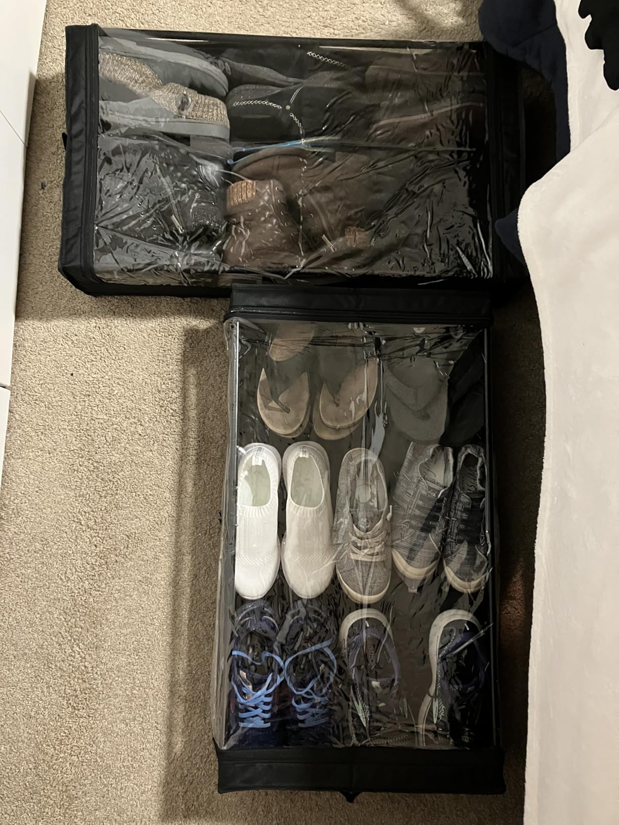 Molutsody Under Bed Storage with Wheels, 2-Pack Underbed Storage Containers with Clear Lids, Under Bed Shoe Storage Organizer, Rolling Under the Bed Storage Bins for Clothes Shoes Blankets (Black) customer photo 2
