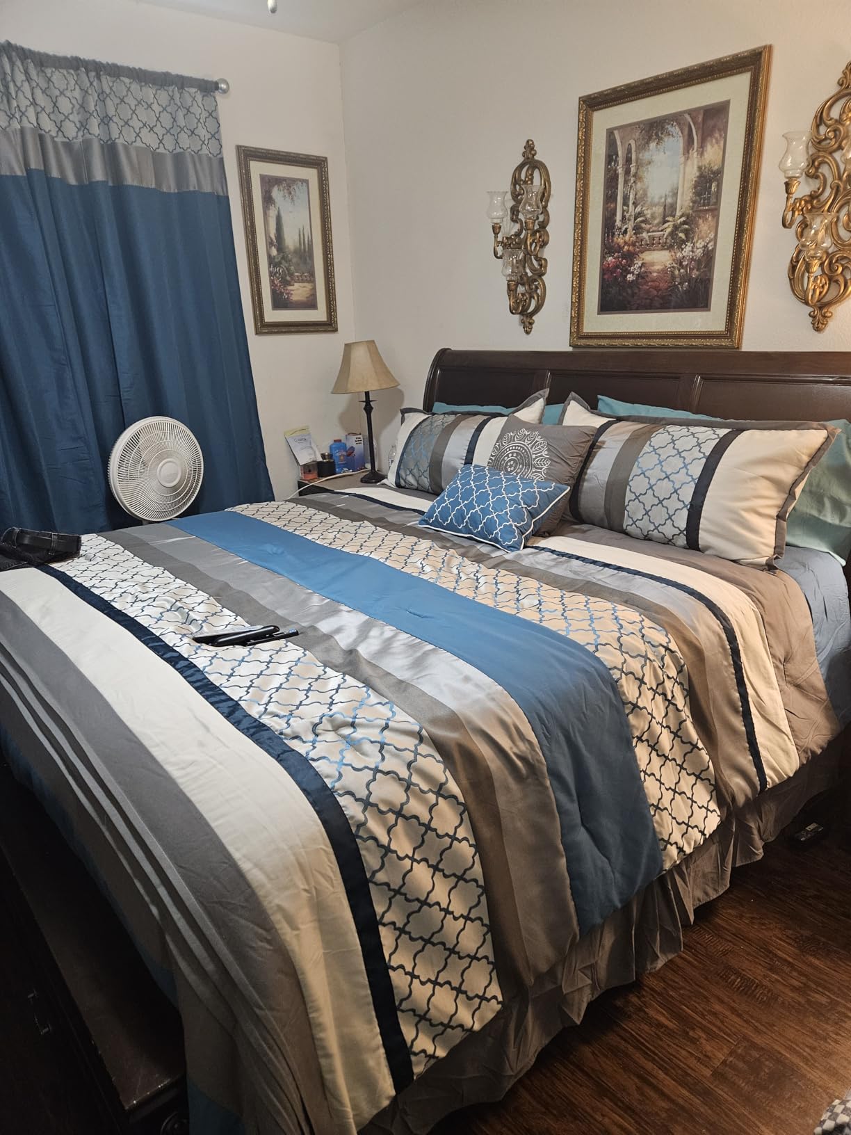 Grand Avenue Grey Comforter Set King, 16 Pieces Room in a Bag, Lightweight Microfiber, Ultra-Soft, Jacquard Premium Bedding Set, Striped Design, Matching Fitted Sheet, Flat Sheet, Curtains customer photo 2
