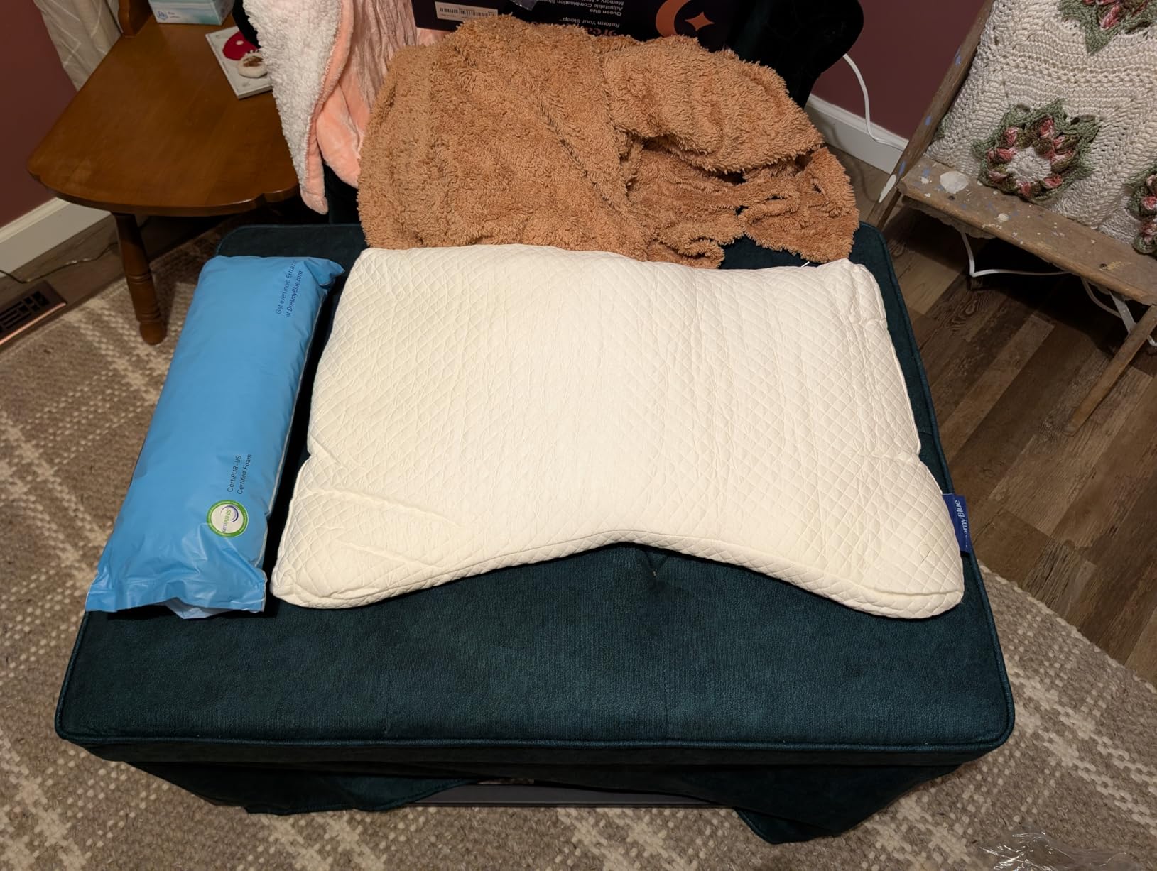 DreamyBlue Moon Pillow Queen, Adjustable Shredded Memory Foam | CertiPUR-US Certified | Luxury Cover | Neutral Alignment for Back Side Combo Sleepers | Adjustable Loft Fill customer photo 2