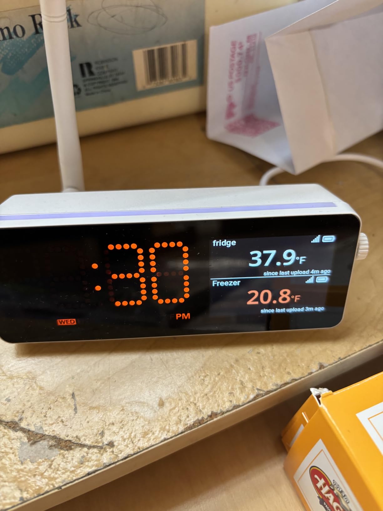 MOCREO WiFi Remote Thermometer Freezer Alarm, 1/3 Mile Long Range, IP66 Waterproof, App Email Alert, with Digital Monitor Hub, 2 Smart Wireless Temperature Sensors for Fridge, RV, Greenhouse customer photo 1