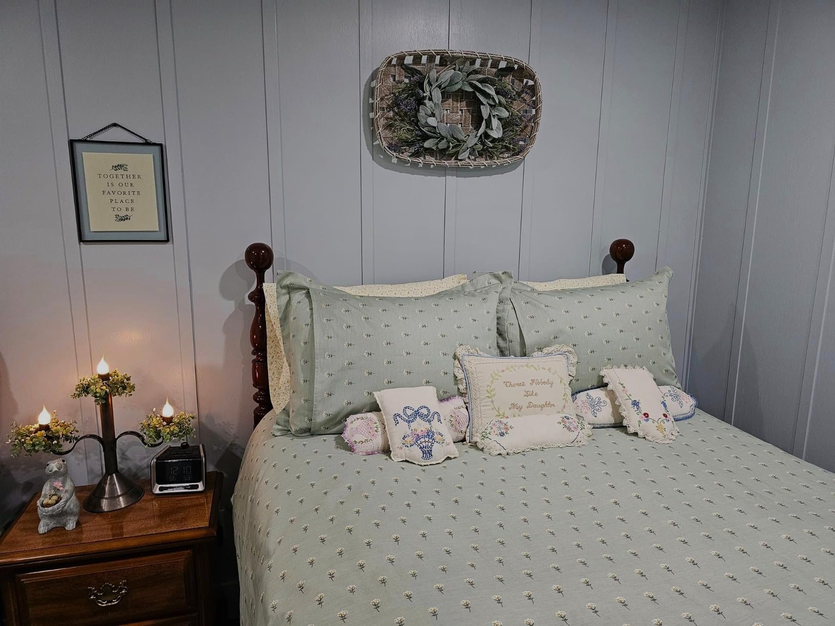 LifeTB Vintage Flower Duvet Cover King Yarn-Dyed Cotton Linen Textured Duvet Cover Jacquard Golden Floral Duvet Cover Bordered Garden Style Botanical Comforter Cover Chic Farmhouse Bedding Set King customer photo 2