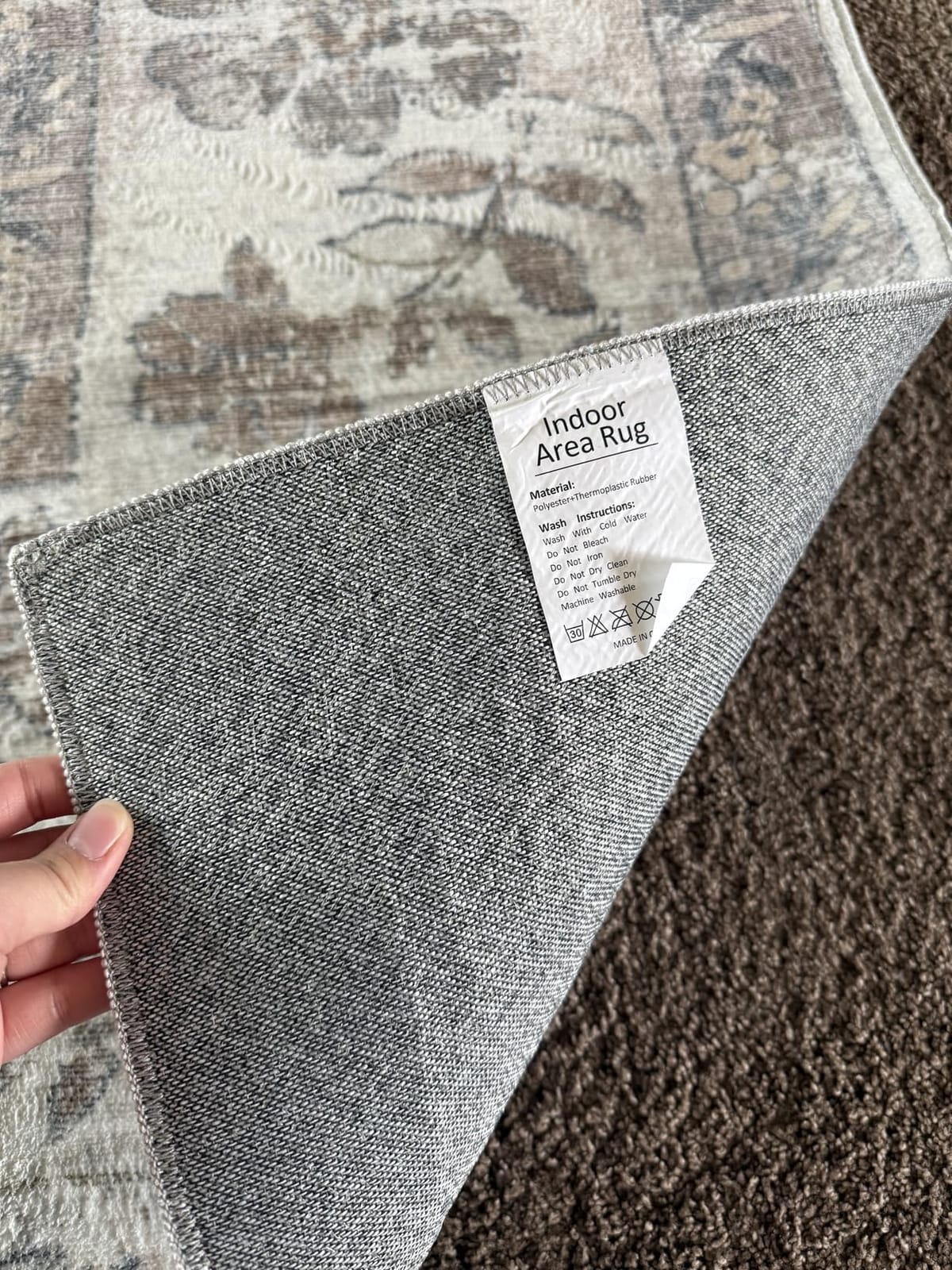 PureCozy 6x9 Washable Area Rug Living Room Cream Beige Vintage Large Carpet | Soft Low Pile, Non Slip, Stain Resistant, Floral Medallion, Neutral Retro Decor for Bedroom, Dining Room, Kids Room, Office customer photo 2