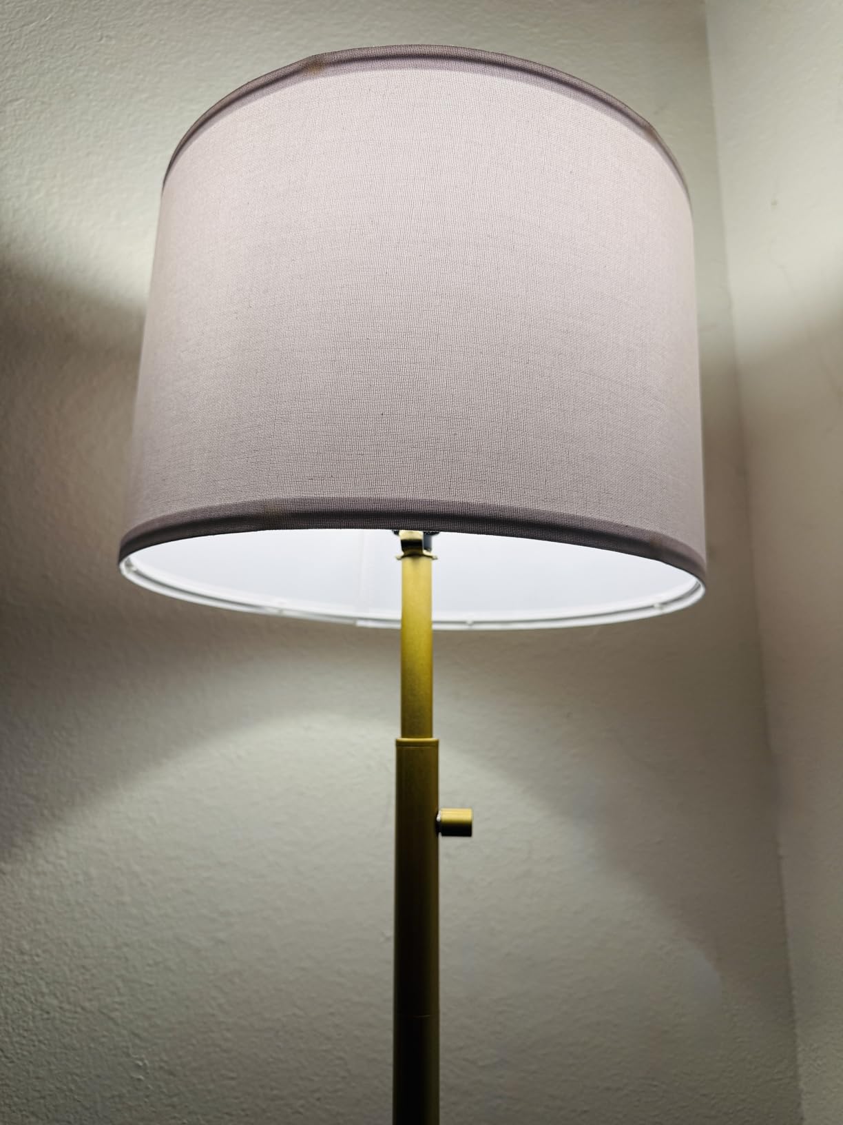 Nintiue Dimmable Gold Floor Lamp, Turkish Marble Base, White Linen Shade | Turkish marble base, 0-100% stepless dimming, 11W 2700K bulb, white linen shade, Non-Slip Base, 64.6 in tall customer photo 1