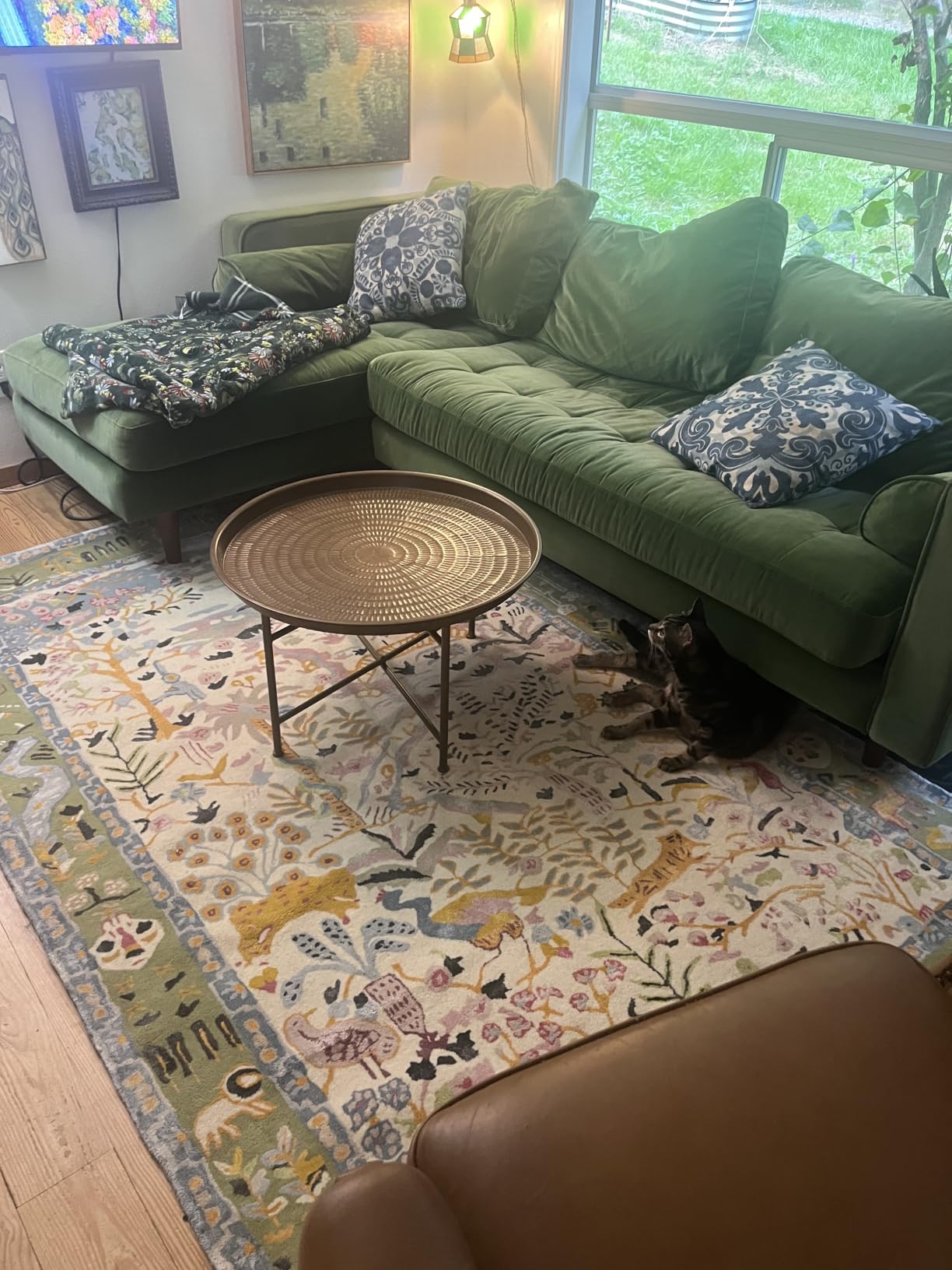 RUG BARN Hand-Tufted Wool & Viscose Area Rug - 8x10 Ft, Nature-Inspired Carpet in Multi-Color with Green Border, Soft Luxury Pile, Handmade Floor Covering for Living Room, Bedroom & Hallway customer photo 1