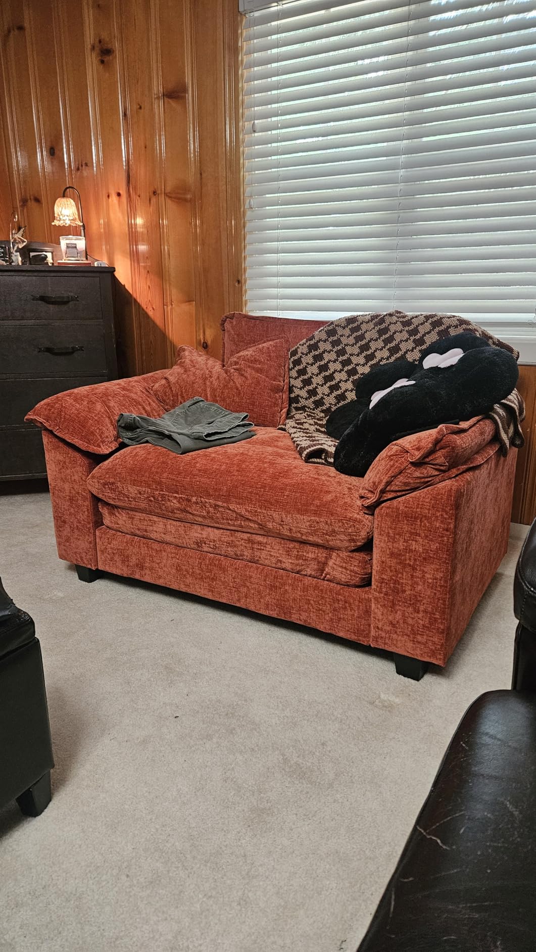 CDCASA Oversized Accent Chair, Comfy Cloud Sofa Chair, Terracotta Orange | Chenille Fabric, Comfy Large Seat, Upholstered Armrests, Modern Extra Wide Armchair Reading Chairs for Bedroom, Living Room customer photo 1