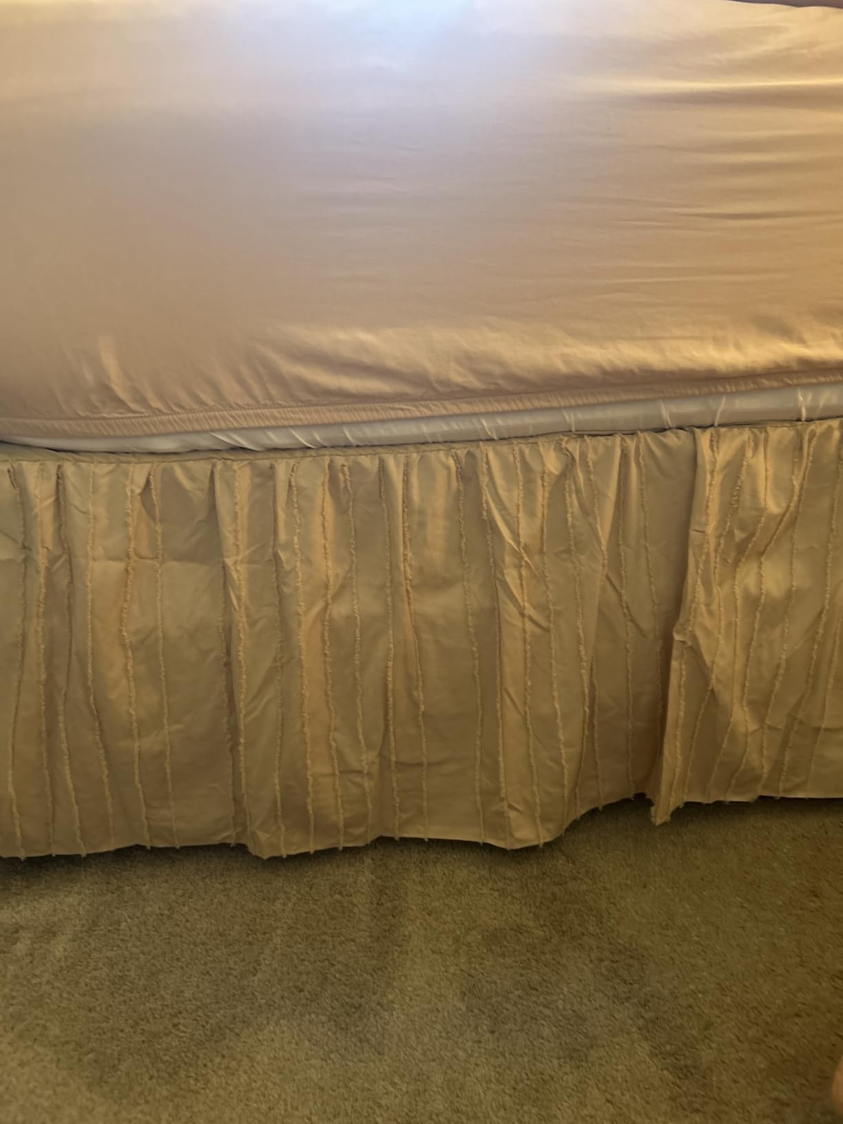 Bed Skirt Queen Size - Ruffled Bed Skirt - with Split Corners - Ivory | Striped Boho Tufted -14 Inch Drop Bedskirt with Platform-Soft Premium Hotel Quality - Easy Fit customer photo 1