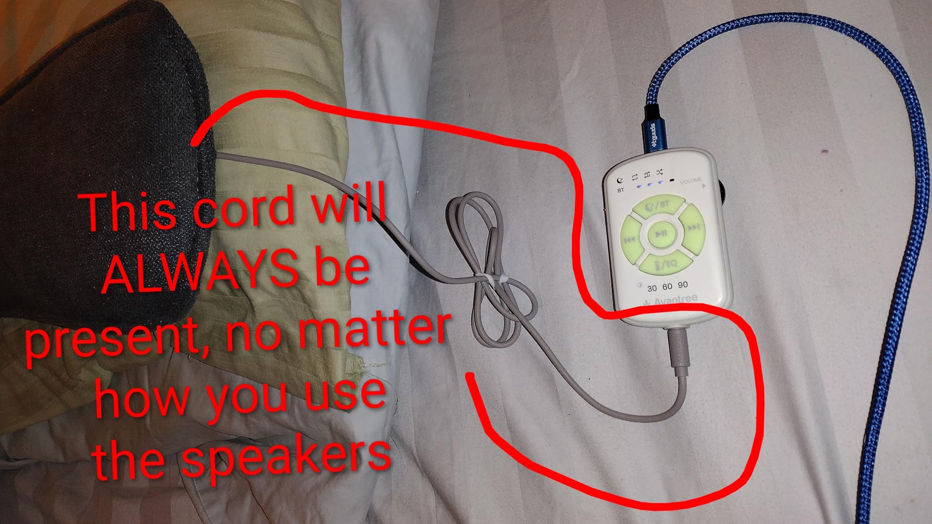 Avantree Slumber 2 - Bluetooth Pillow Speaker for Side Sleepers customer photo 2