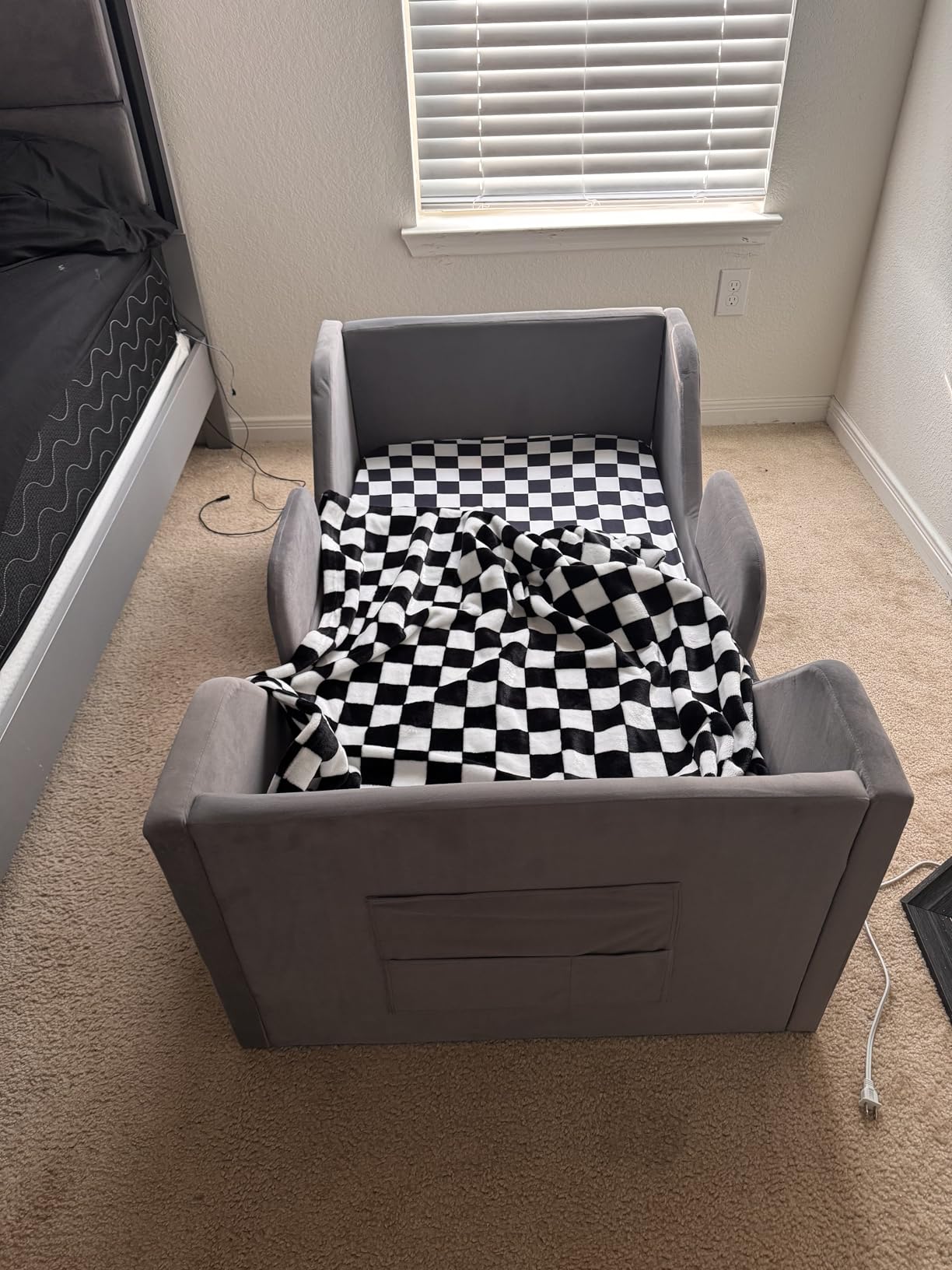 Zumspiel Toddler Floor Bed with Removable Safety Rails and Storage Bag, Kids Bed for Girl and Boys, Standard Crib Size, Safety Upholstered Child Beds, Low to Floor Design customer photo 1