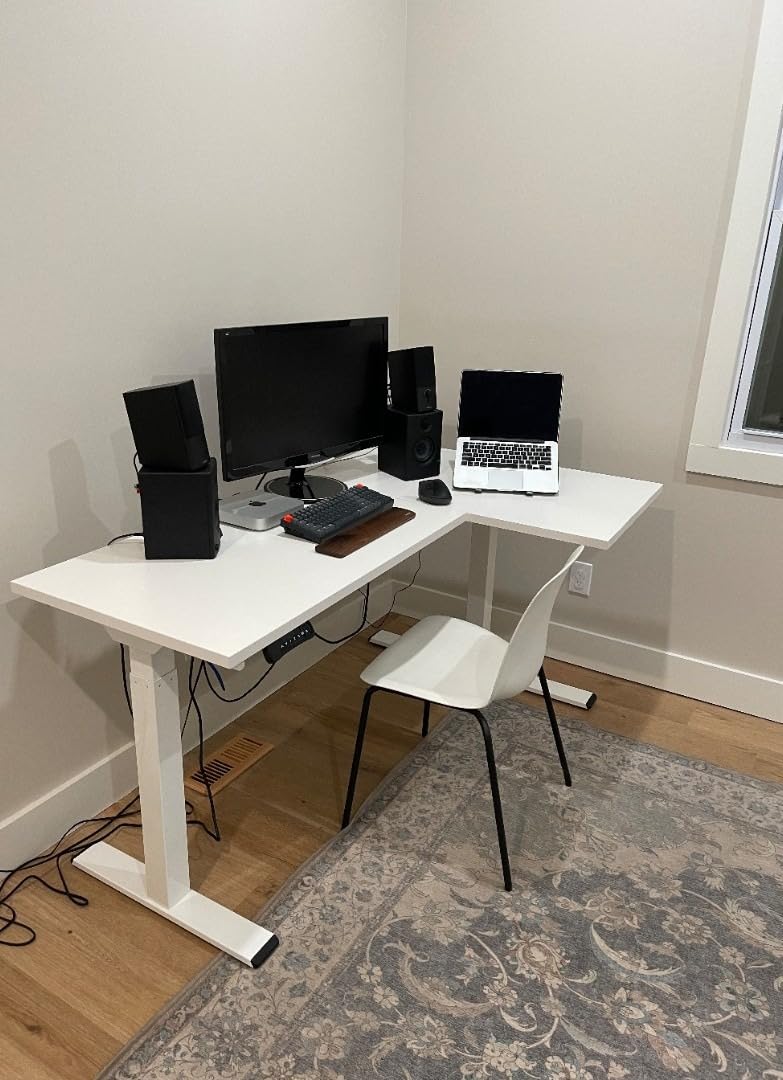 FLEXISPOT 71 x 63 Reversible L-Shaped Corner Standing Desk, Black | Height Adjustable, Large Workspace, Anti-Collision, Memory Presets, Sit Stand Desk for Home Office & Gaming customer photo 1