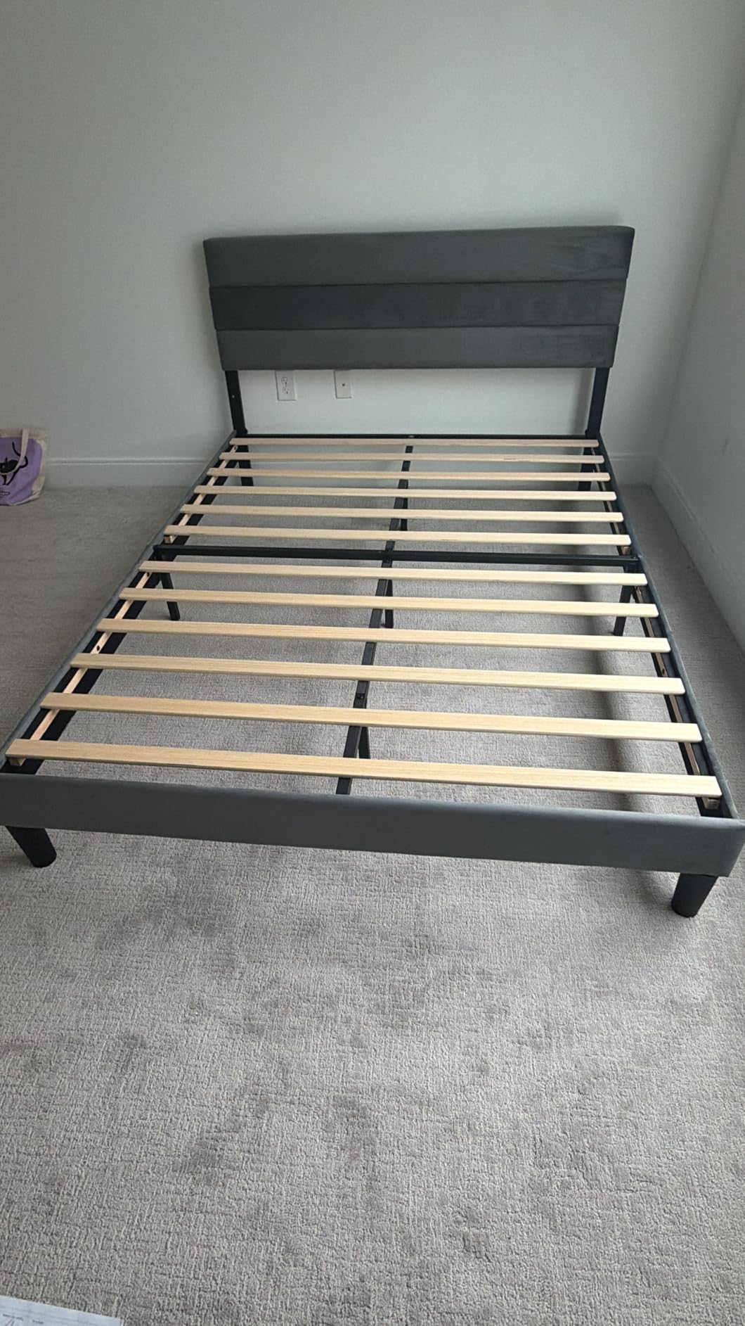 Fluest Queen Bed Frame, Platform Bed Frame with Velvet Upholstered Headboard, No Box Spring Needed, Sturdy Metal Support, Noise Free, Easy Assembly, Modern Bedroom Furniture, Beige customer photo 2