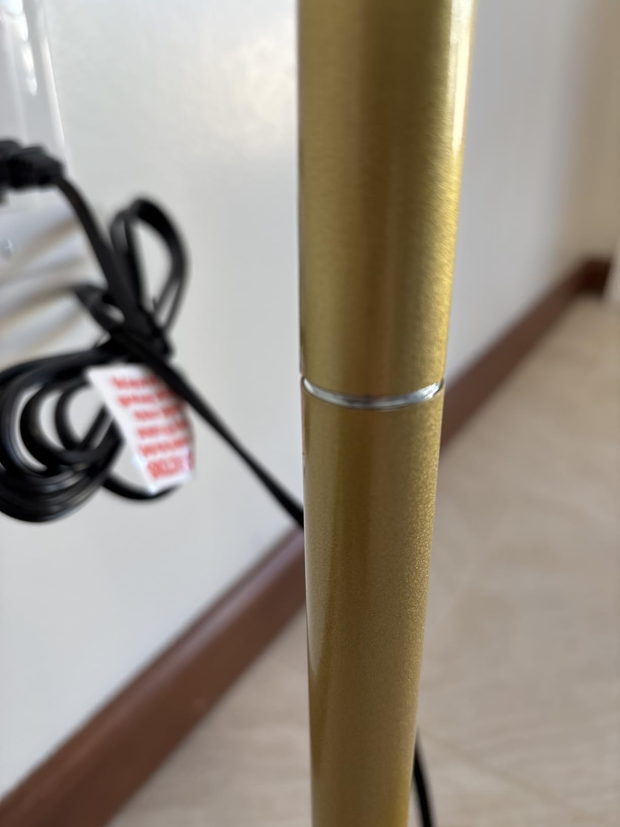 Dimmable Floor Lamp for Living Room with Clear Ribbed Glass Lampshade, Gold Modern Floor Lamp with 900LM LED Bulb Included, Arc Standing Tall Lamp for Bedroom, Office, Reading Room, Corner customer photo 2