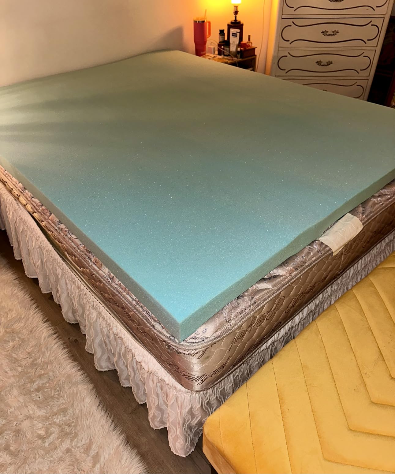 VALUXE Queen Mattress Topper 3 Inch Cooling Gel Memory Foam | CertiPUR-US Certified Topper & Pad for Back Pain Relief, Soft Breathable Bedding with Pressure Relief (Blue) customer photo 1
