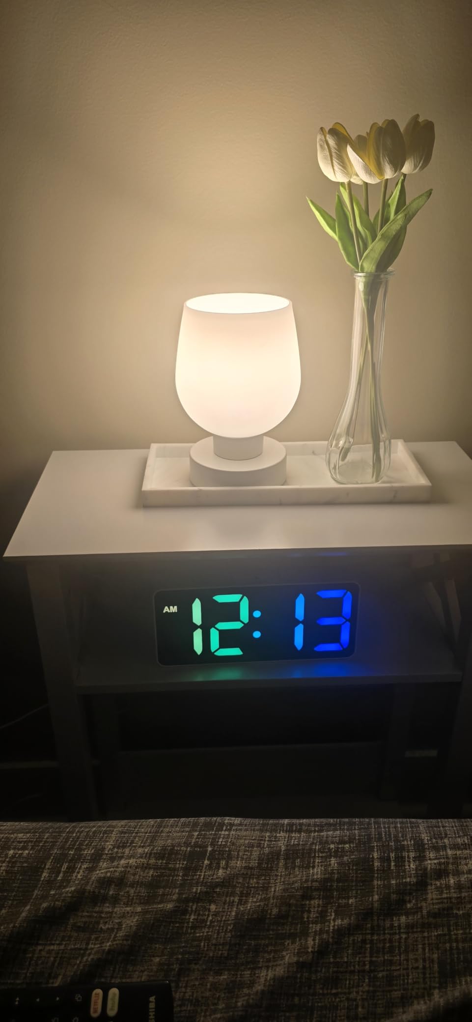 Seealle Small Touch Table Lamp for Nightstand, 3 Way Dimmable Bedside Lamp | White Glass Shade, Bedroom, Living Room, Night Stands, Small Spaces, LED Bulb Included, Gift Choice customer photo 1