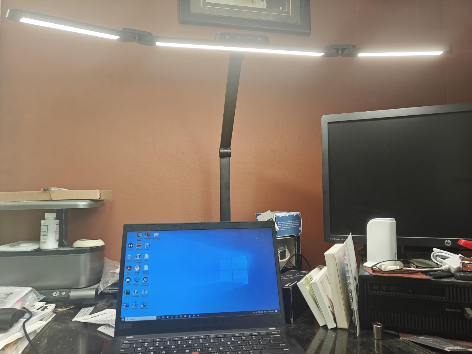 Honeywell Wide Desk Lamp with Clamp for Dual Monitors, 22W Full-Spectrum Eye-Caring LED Desk Lamp for Home Office, 3-Section Adjustable Architect Light for Large Desk, Stepless Dimming, 3000K-5700K customer photo 2
