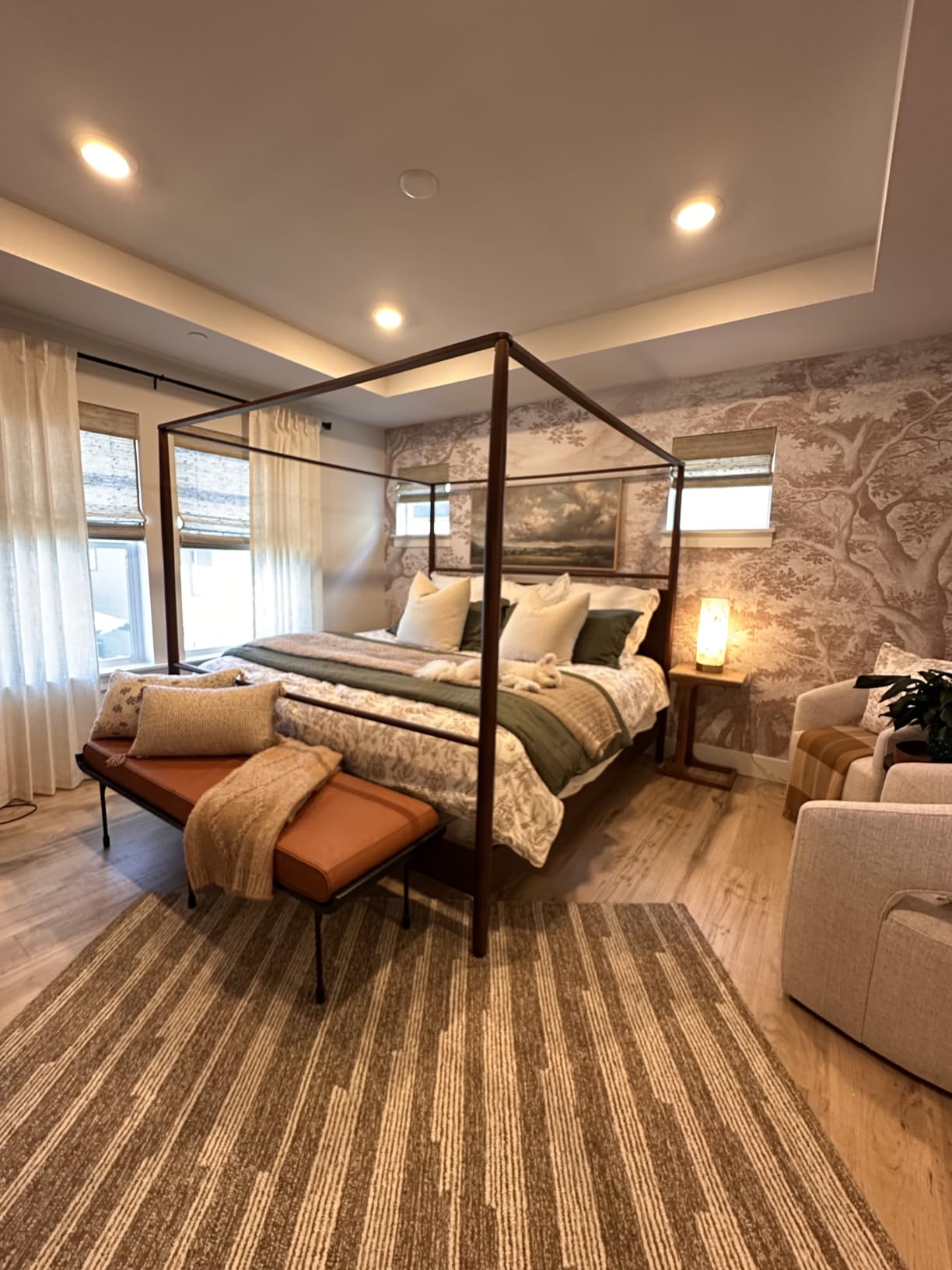 JIJIWANG Solid Wood Canopy Bed Frame with Headboard Four Posters Bed No Box Spring Needed, Full Size, Walnut customer photo 1