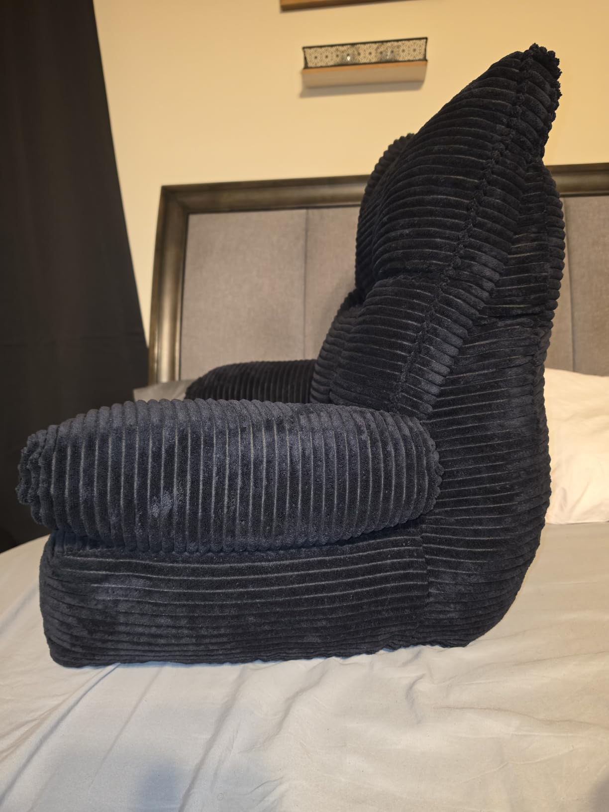 Reading Pillow for Bed with Arms, Back Support, Memory Foam (Grey Black) | Reading Pillow for Bed with High Arm Rests, Back Support Pillow for Sitting Up, Shredded Memory Foam for Reading, TV & Gaming customer photo 1