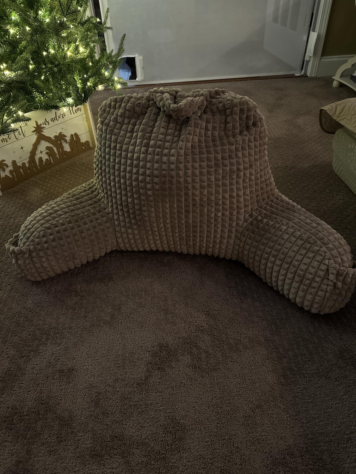 Reading Pillow with Arms for Sitting in Bed,Backrest,White Flannel,M customer photo 1