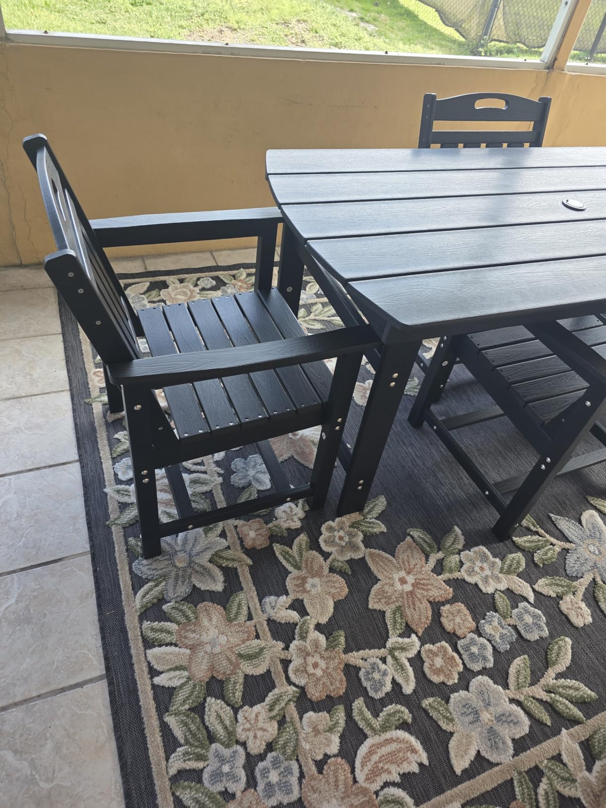 HDPE Outdoor Patio Dining Set with Table & 6 Chairs, All-Weather 7-Piece Outdoor Table and Chairs, 2