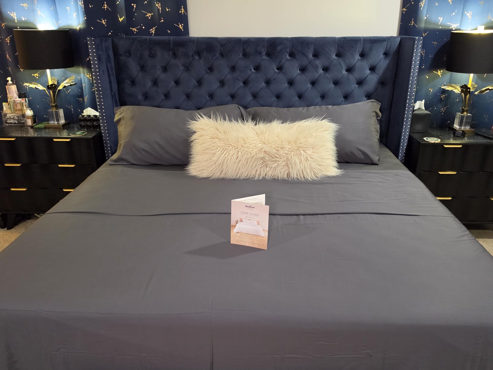 Bambaw 100% Viscose Derived from Bamboo Sheets Queen Size Set - 4pcs Cooling Sheets for Hot Sleepers, Soft Deep Pocket Queen Sheet Set Fits Up to 16'' with Elastic Corner Straps (Sand) customer photo 2