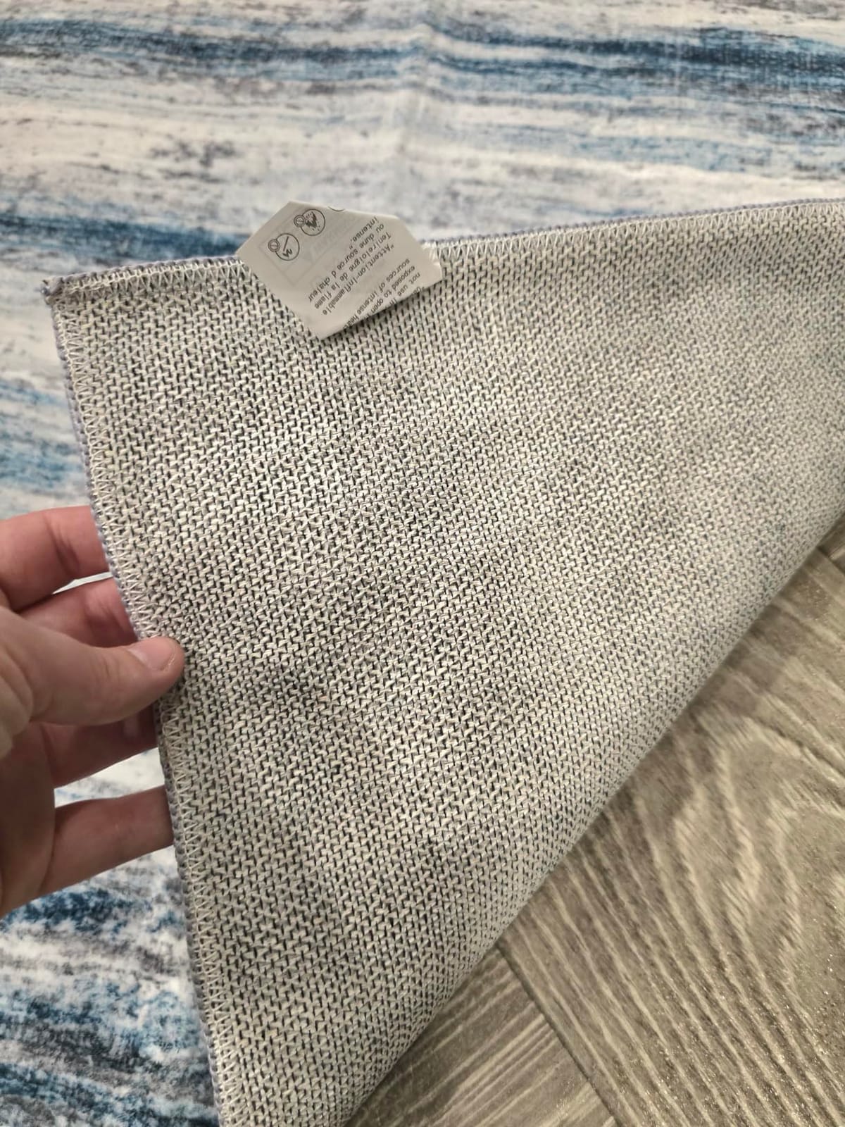 KOZYFLY Modern Abstract Area Rugs 2PCS 2x3 and 2x6 Blue-Grey Machine Washable Runner Rug Non-Slip Living Room Rug, Faux Wool Soft Low Pile Office Carpet for Hallway Entryway Bathroom Bedroom customer photo 1