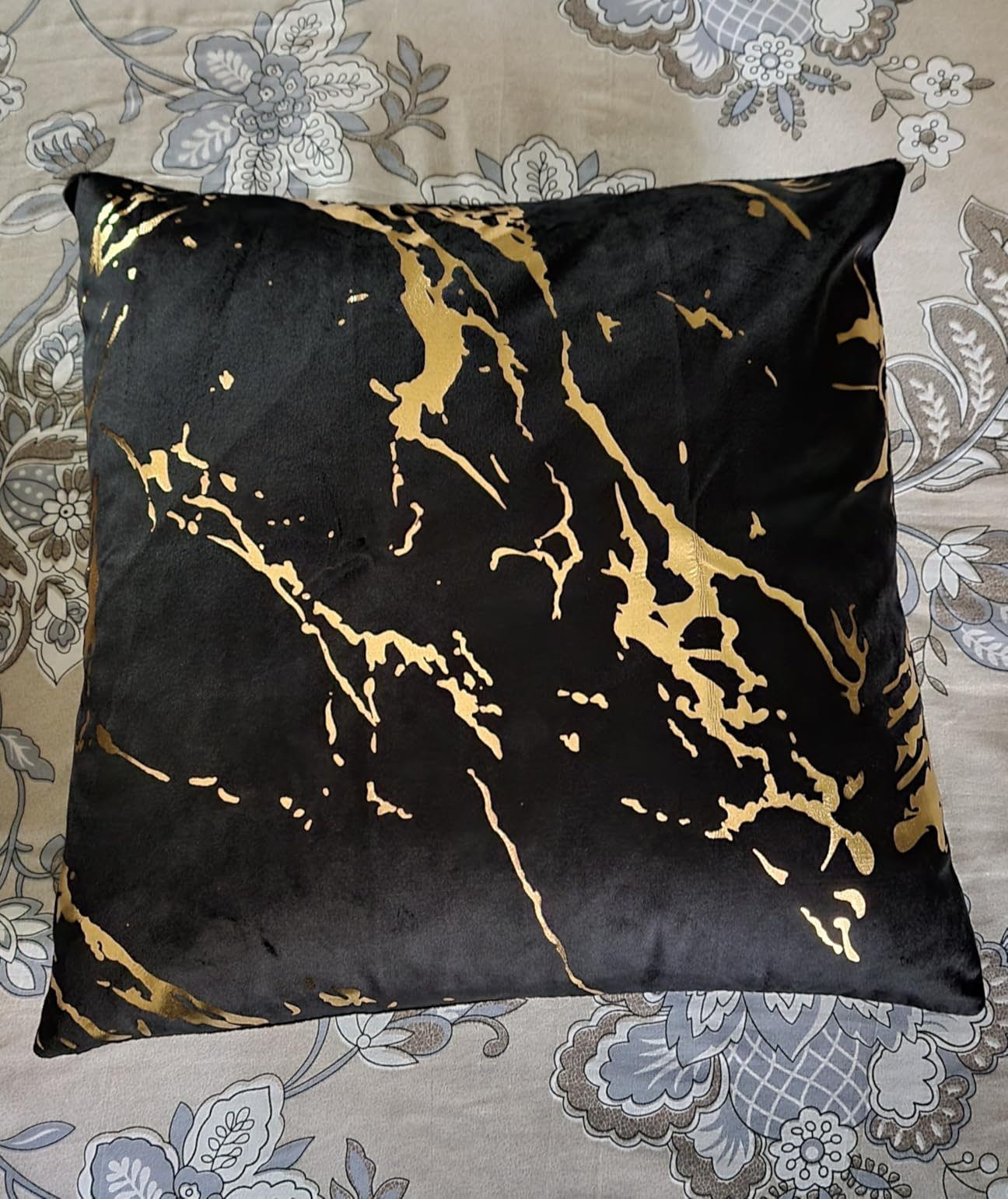 Teal Gold Velvet Decorative Couch Pillow Covers 18x18 Modern Luxury Marble Pattern Throw Pillowcases Bronzing Printed Square Pillow Cases for Sofa Living Room Bedroom Home Decor Set of 2 customer photo 1