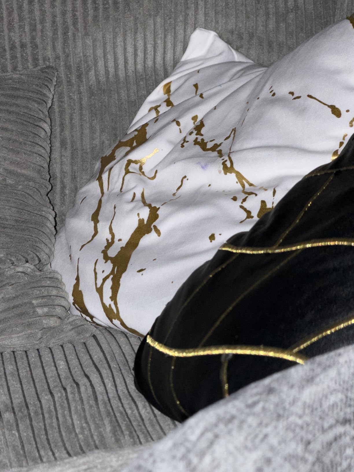 Teal Gold Velvet Decorative Couch Pillow Covers 18x18 Modern Luxury Marble Pattern Throw Pillowcases Bronzing Printed Square Pillow Cases for Sofa Living Room Bedroom Home Decor Set of 2 customer photo 2