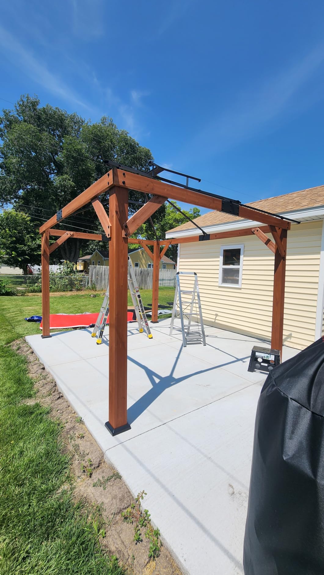 Modern Shade Permanent Wood Gazebo 10x10 with Galvanized Steel Roof customer photo 2
