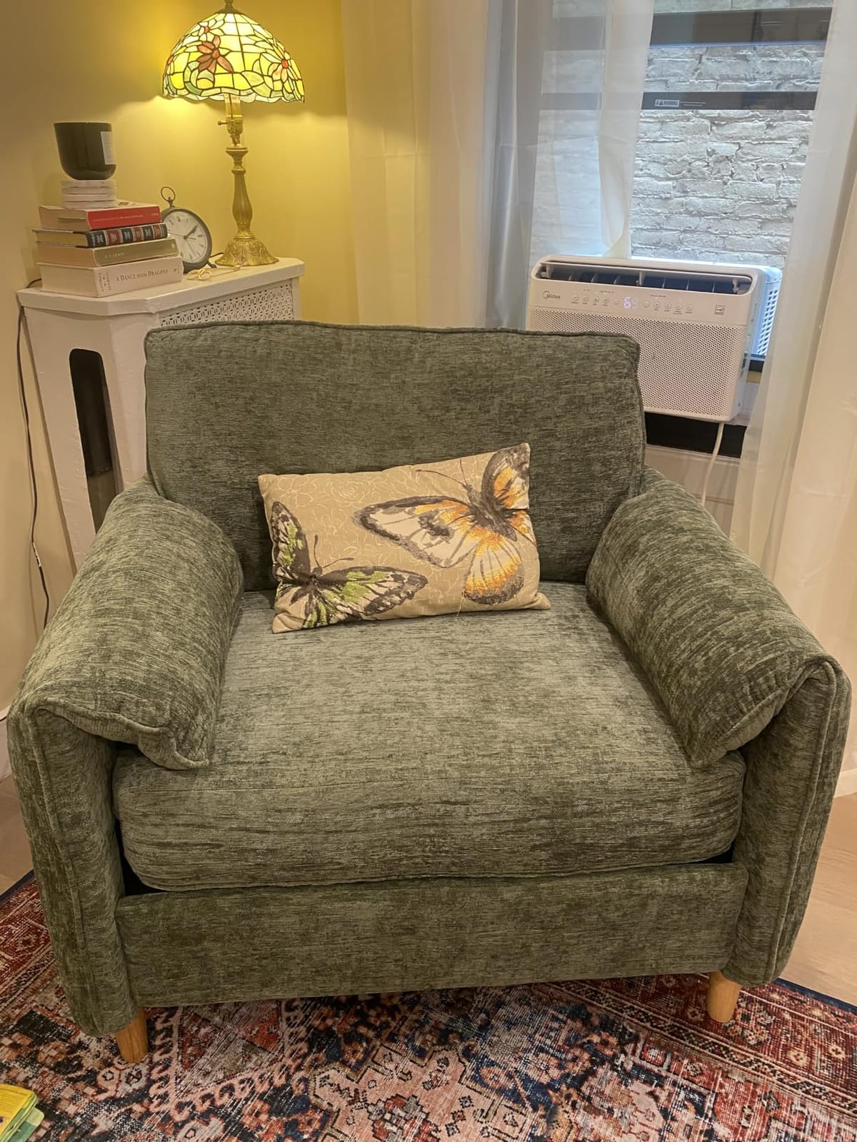 ONBRILL Oversized Accent Chair, 41 Inch Chenille Fabric Armchair, Beige | Comfy Single Sofa Chair with Padded Arms, Pocket Spring Cushion, Modern Reading Chair for Living Room, Bedroom, Apartment customer photo 1