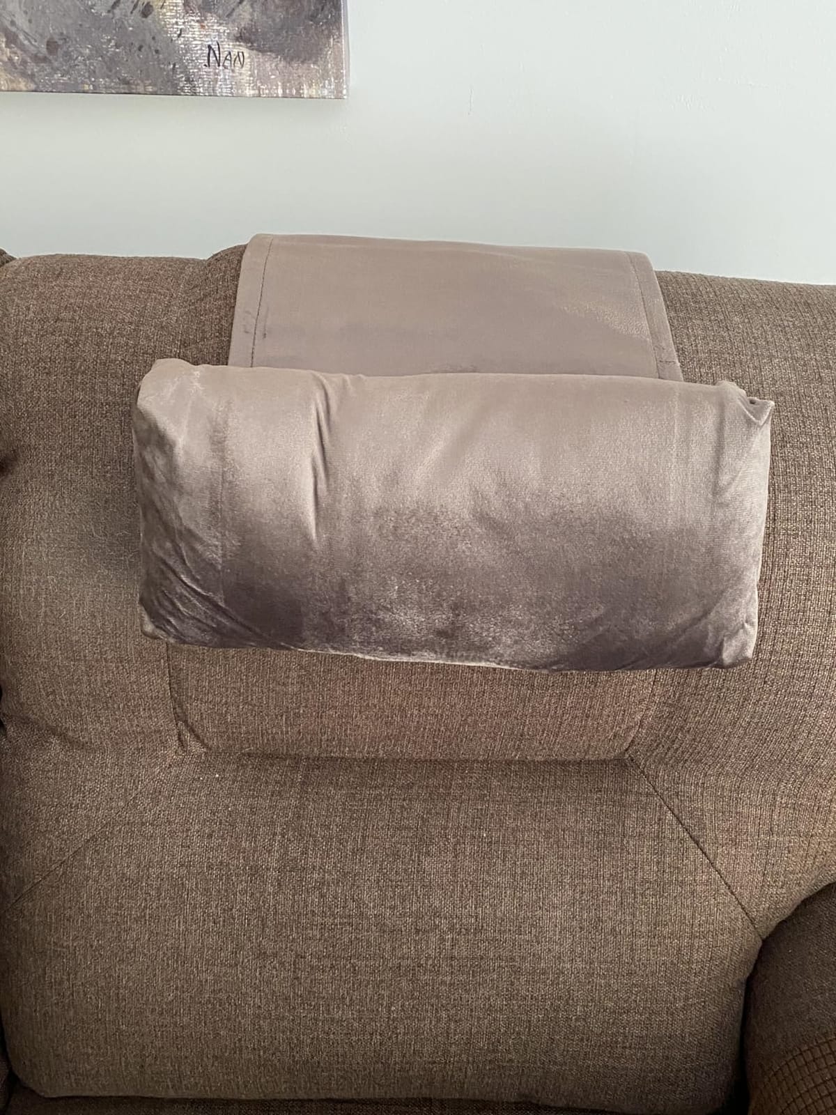 Neck Pillow for Recliner Chair, Adjustable Recliner Pillow for Headrest | Soft Velvet, Weighted Non-Slip Flap, Adjustable Filling, Washable Cover, for Recliners, Sofas, Office Chairs customer photo 2