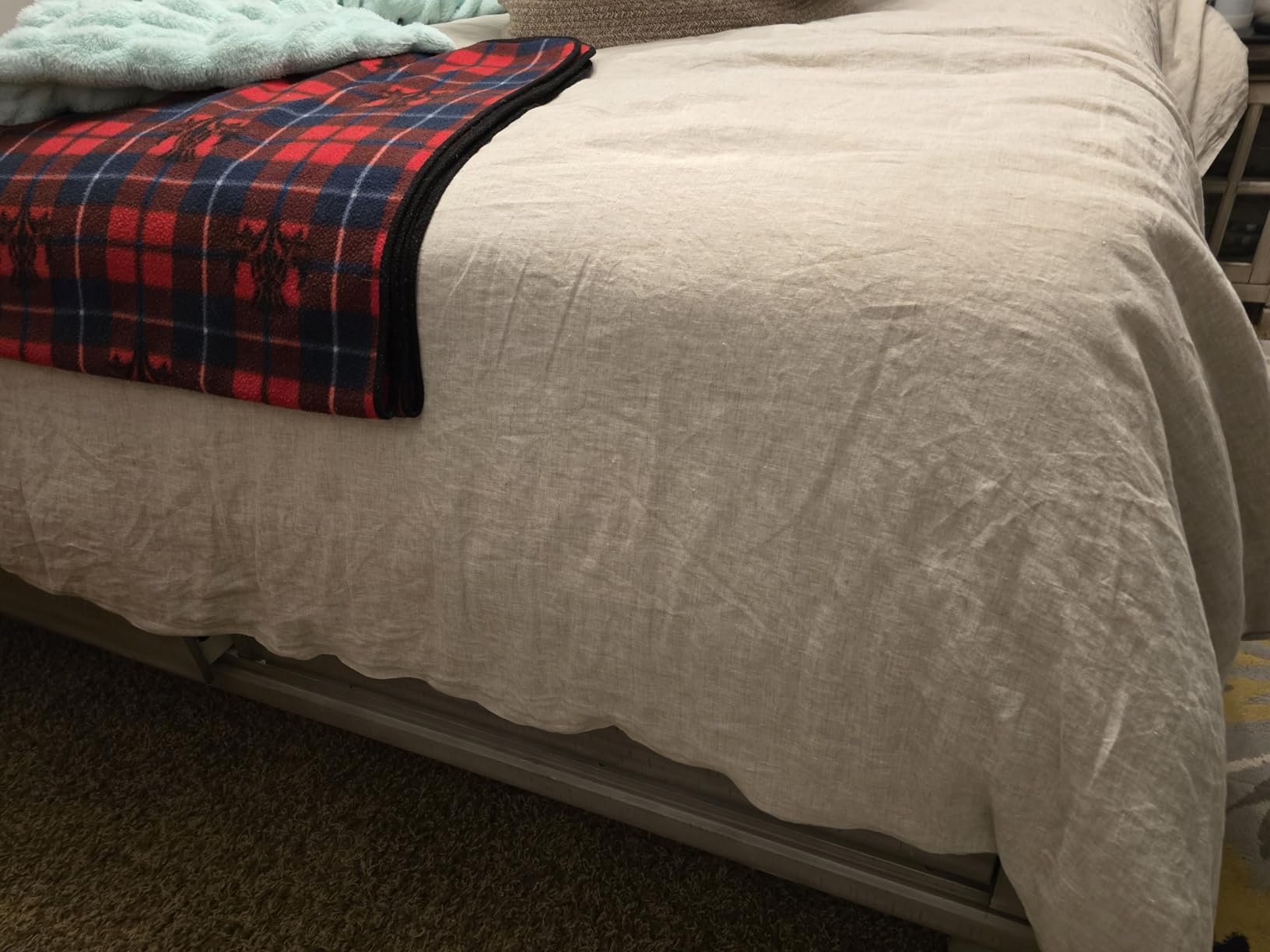 Talasily 100% French Linen Queen Duvet Cover Set, Organic Linen | Organic French Linen 3PC Duvet Cover Set, Cooling for Hot Sleepers, Moisture Wicking Durable, Ruffle Pillow Shams, Natural Linen customer photo 1