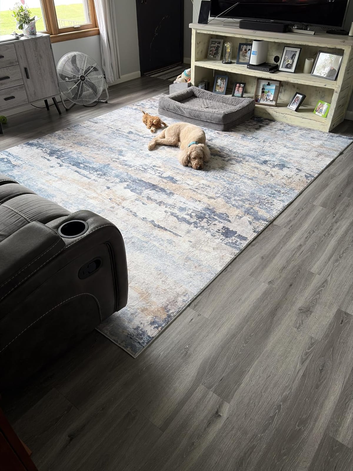 pmtsns Area Rugs 8x10 for Living Room: Washable Rug Modern Abstract Neutral Soft Non-Slip Low-Pile Indoor Large Carpet for Bedroom Dining Room Playroom Home Office (Blue Grey Brown, 8'x10') customer photo 1