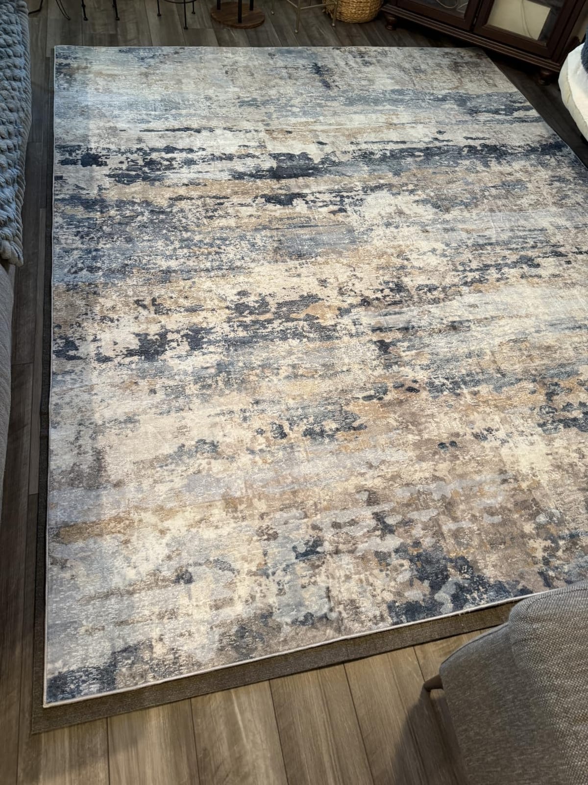 pmtsns Area Rugs 8x10 for Living Room: Washable Rug Modern Abstract Neutral Soft Non-Slip Low-Pile Indoor Large Carpet for Bedroom Dining Room Playroom Home Office (Blue Grey Brown, 8'x10') customer photo 2