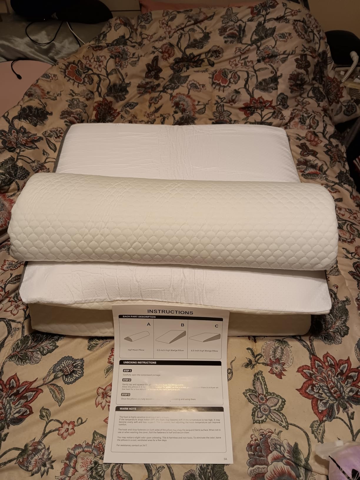 3Pcs Wedge Pillow Set for After Surgery,Acid Reflux Relief, Adjustable Bed Wedge Pillows for Sleeping,Anti Snore, Memory Foam Triangle Pillow for Back&Neck&Shoulder Pain Relief, White&Grey customer photo 2
